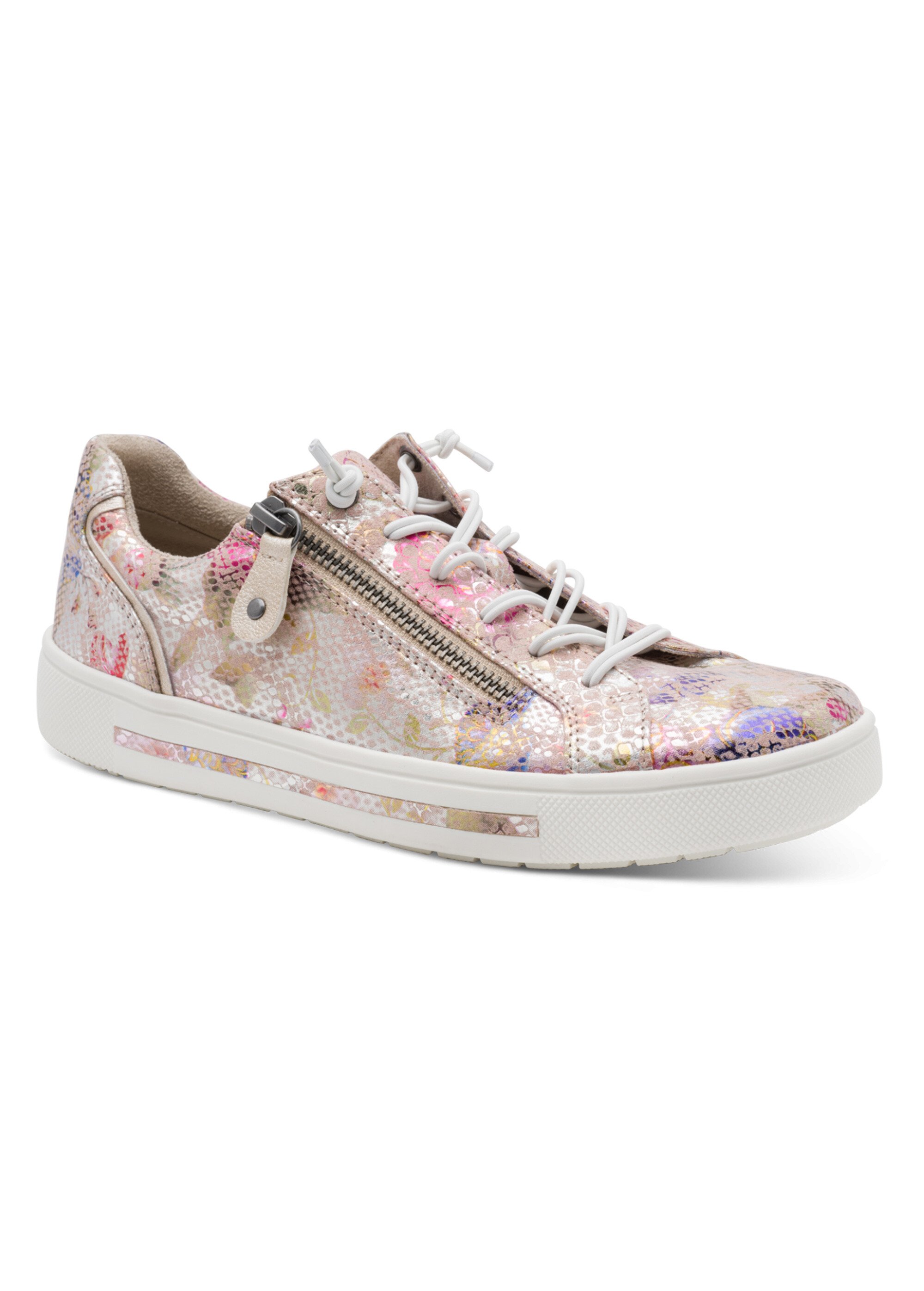 Baskets fleuries lacets élastiqués + zips