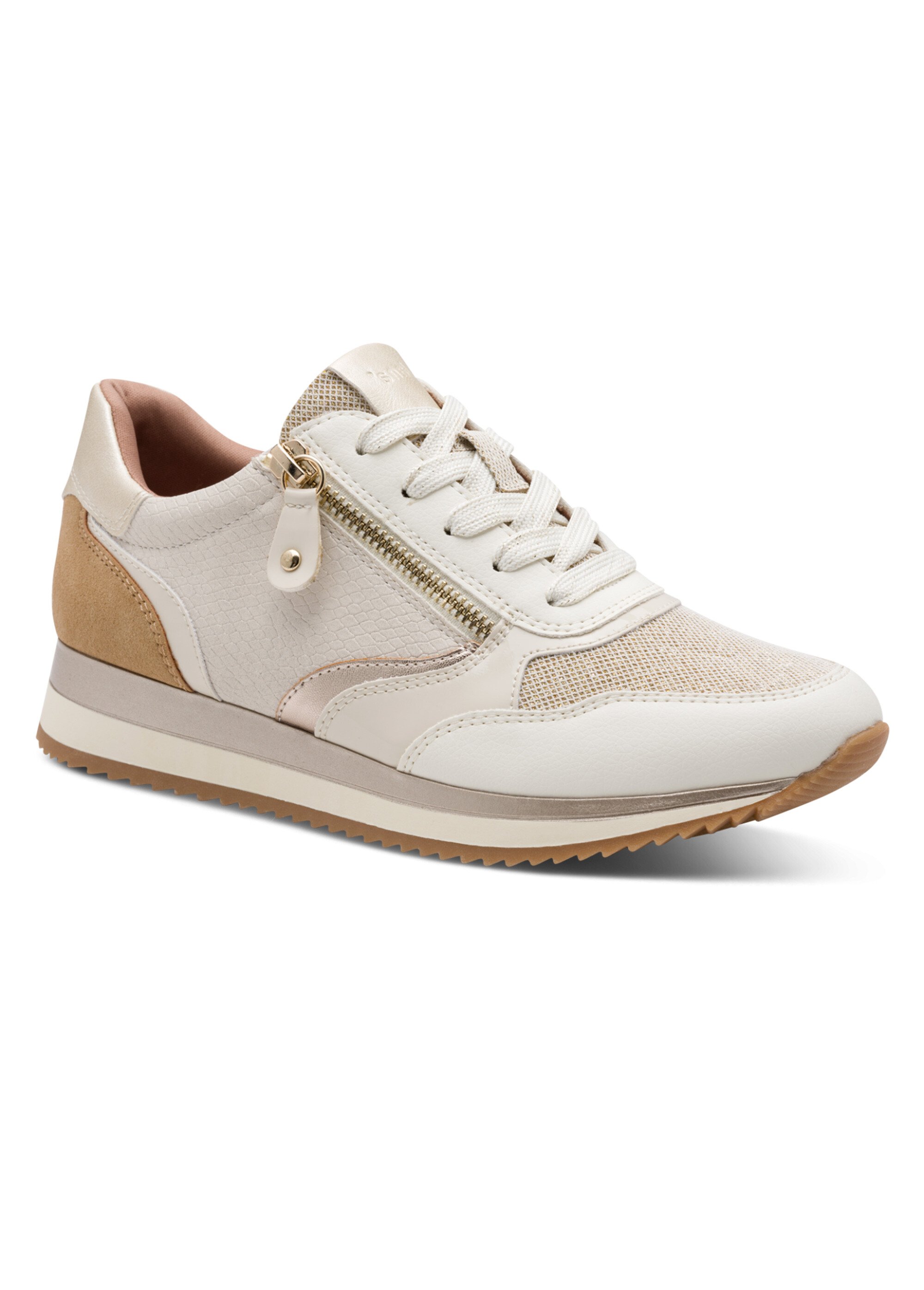 Baskets multimatières semelle compensée Femme Beige JAN82377443 FA1