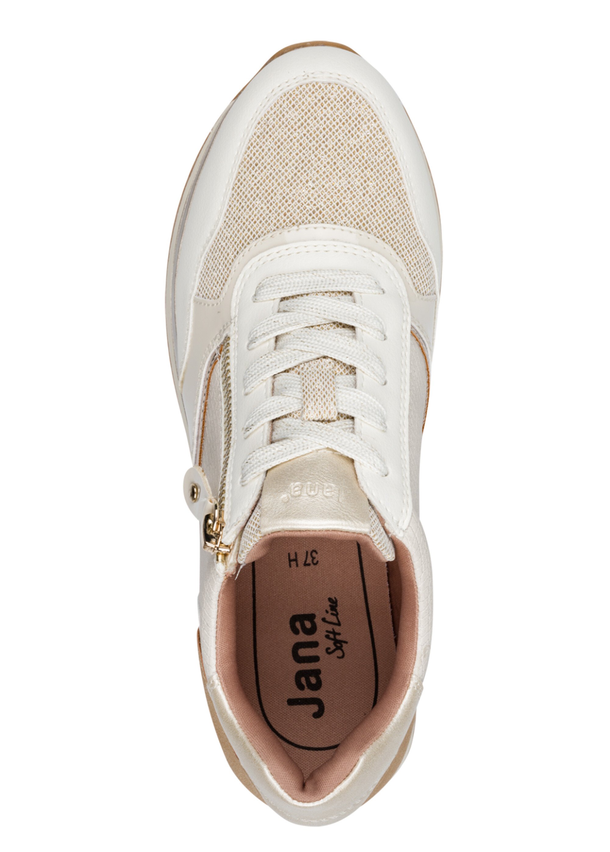 Baskets multimatières semelle compensée Femme Beige JAN82377443 OV1