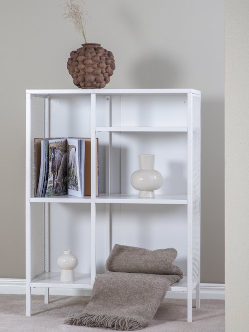 Bibliothèque ouverte, cotés grillagés BLANC VEN-15357 SI1