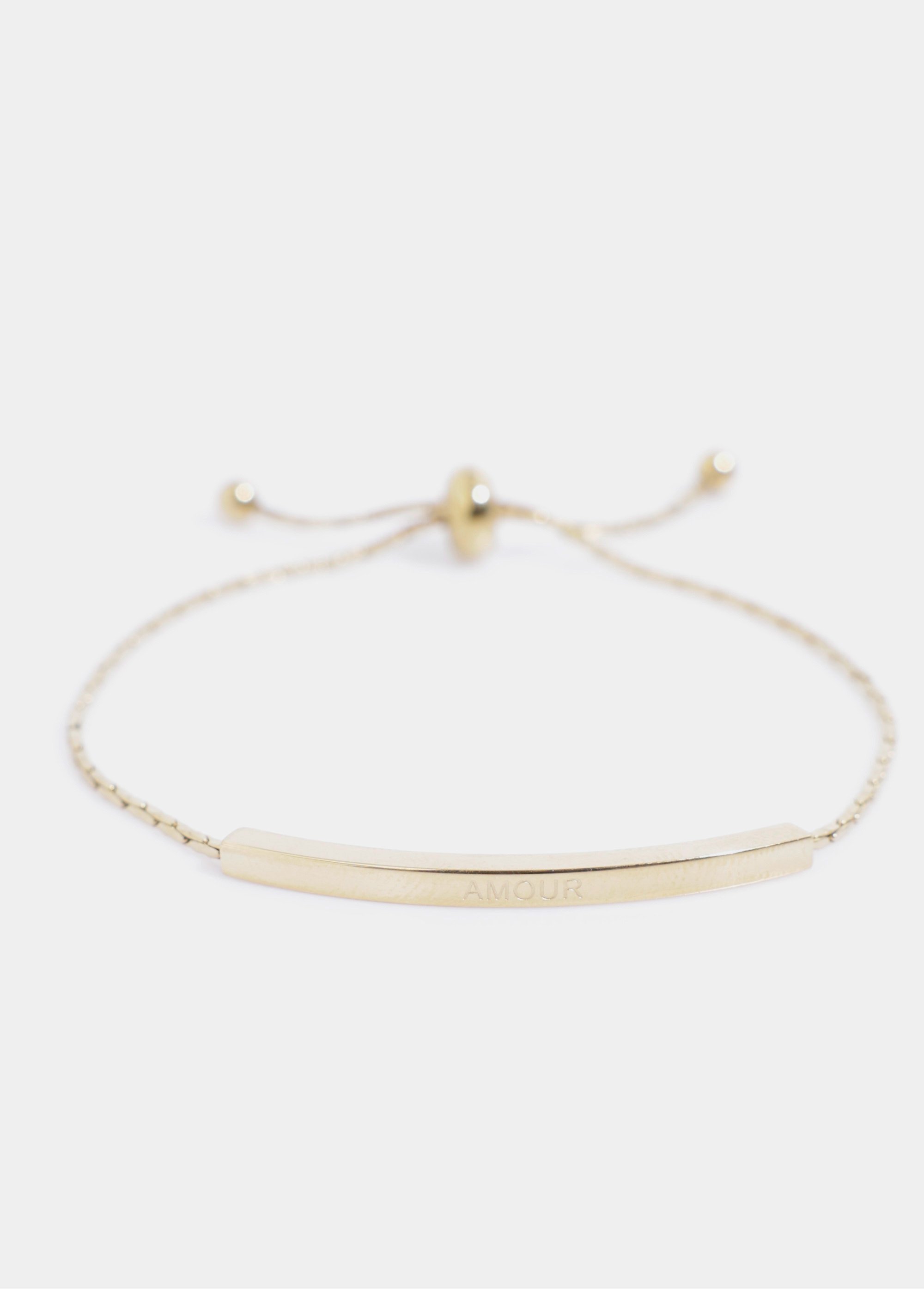 Bracelet maille carrée, perle tube Amour Doré AE-BRA812258 FA1