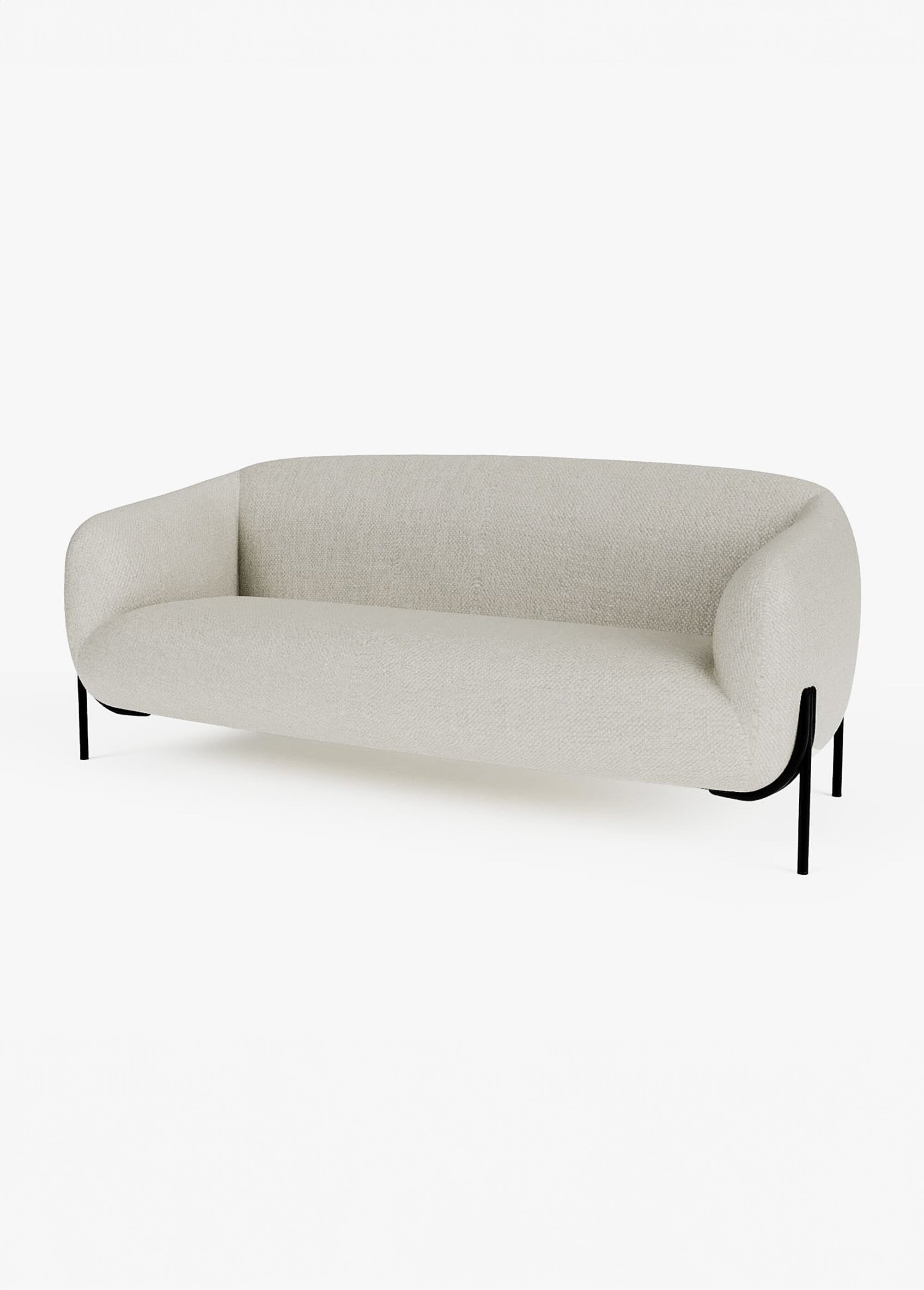 Canapé design avec piètement métal CHENILLE BLANC POT-JOYCE FA1