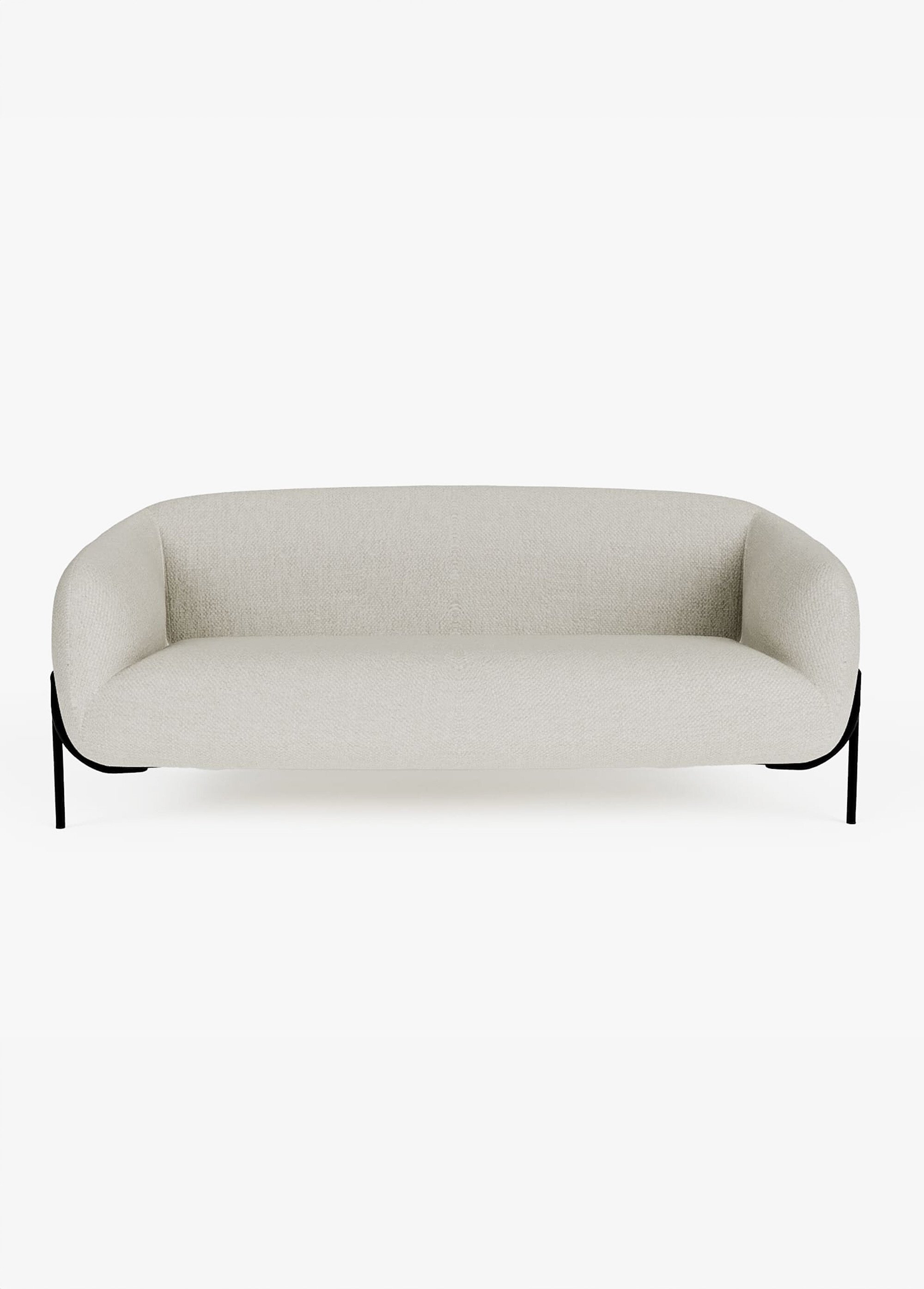 Canapé design avec piètement métal CHENILLE BLANC POT-JOYCE FA2