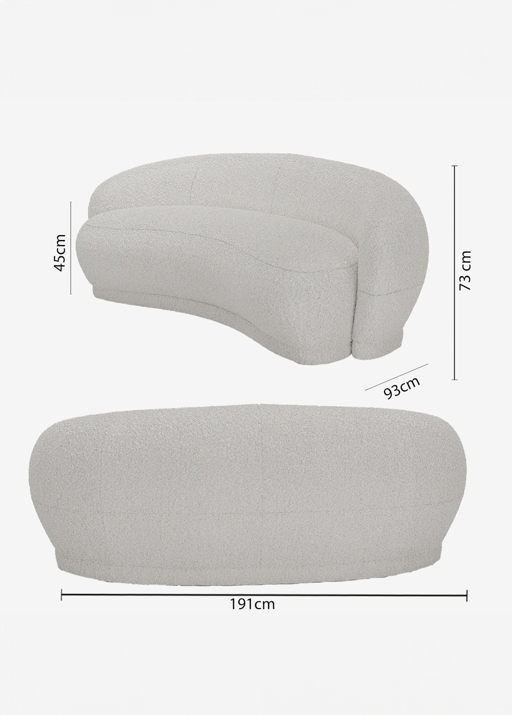 Canapé design minimaliste en tissu BLANC POT-BIANCA DE1