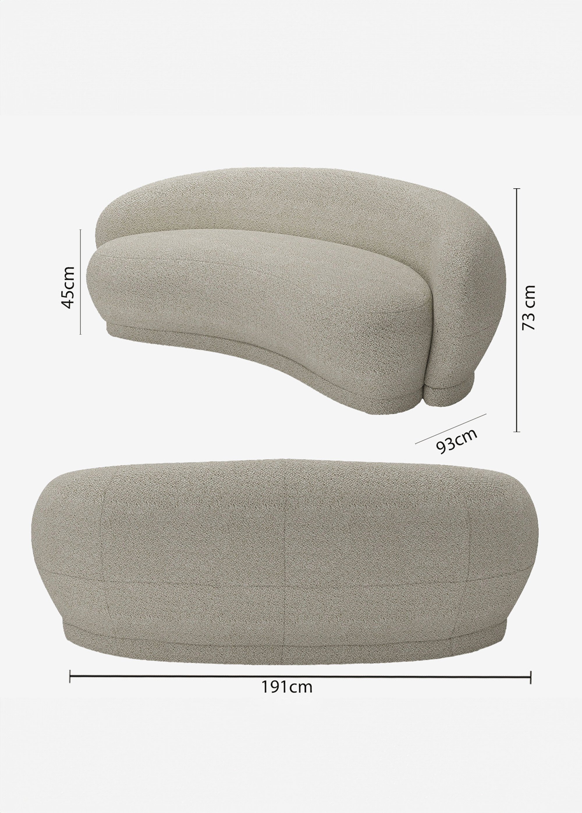 Canapé design minimaliste en tissu BEIGE POT-BIANCA DE1