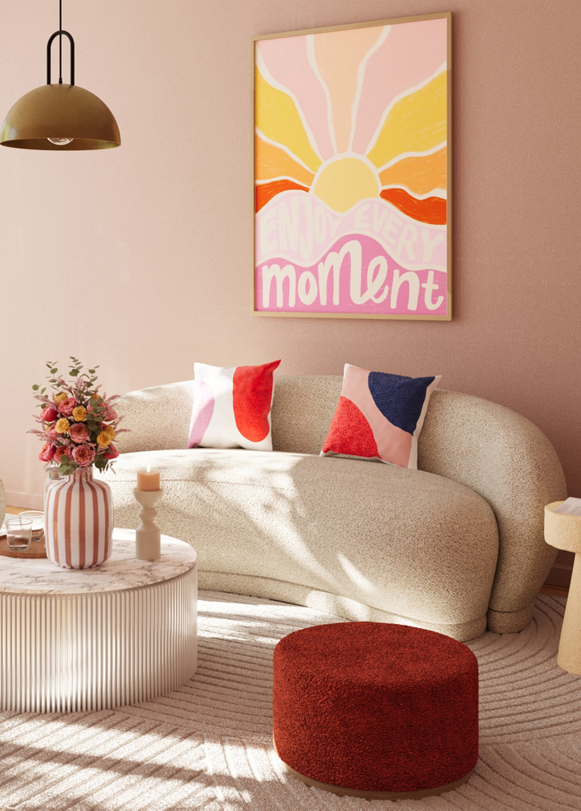 Canapé design minimaliste en tissu BEIGE POT-BIANCA SF1