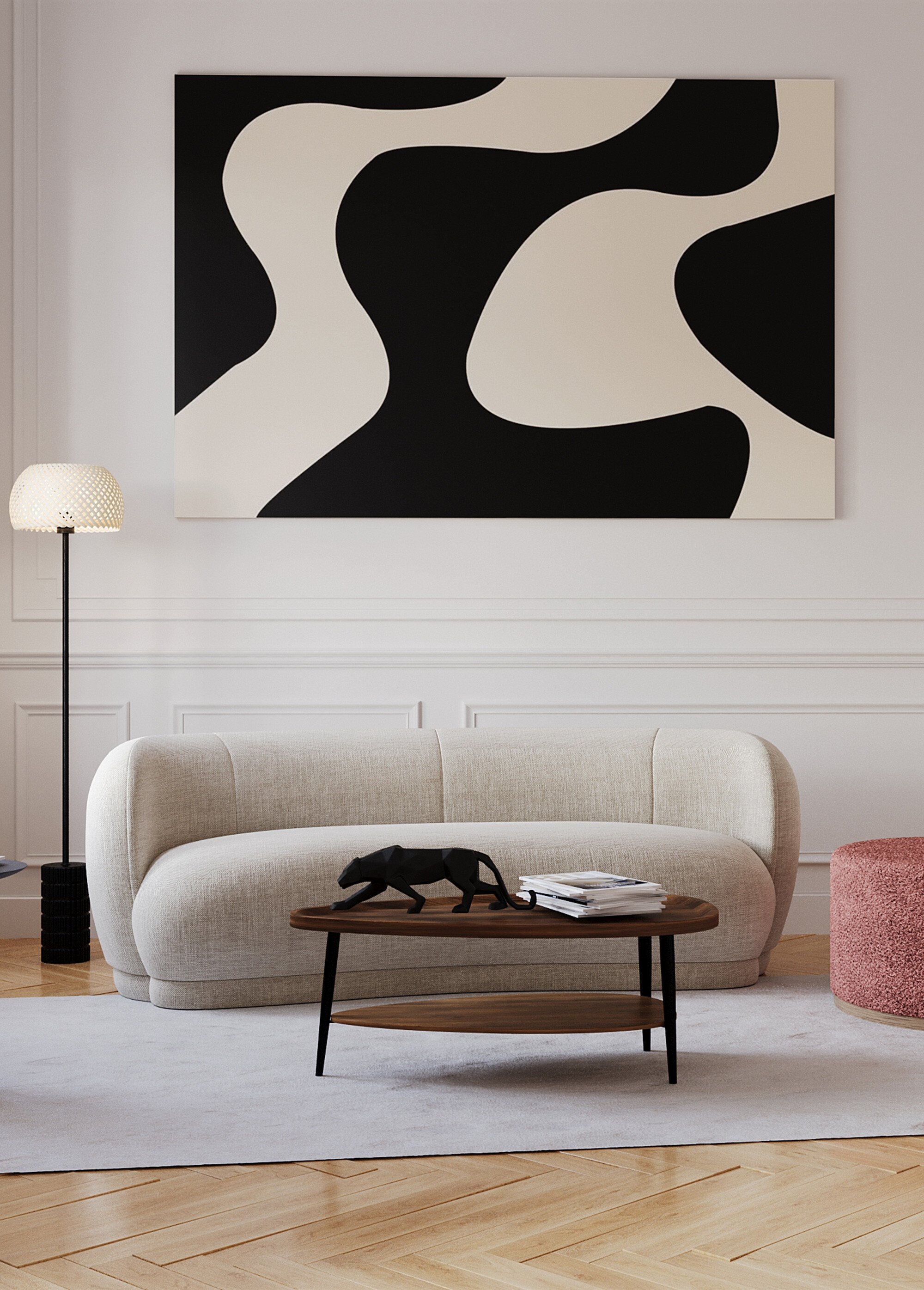 Canapé design minimaliste en tissu BEIGE POT-BIANCA SF1