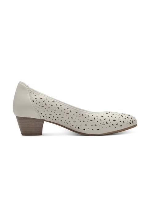 Escarpins ajourés bout rond à talon Femme Beige JAN82236344 DR1
