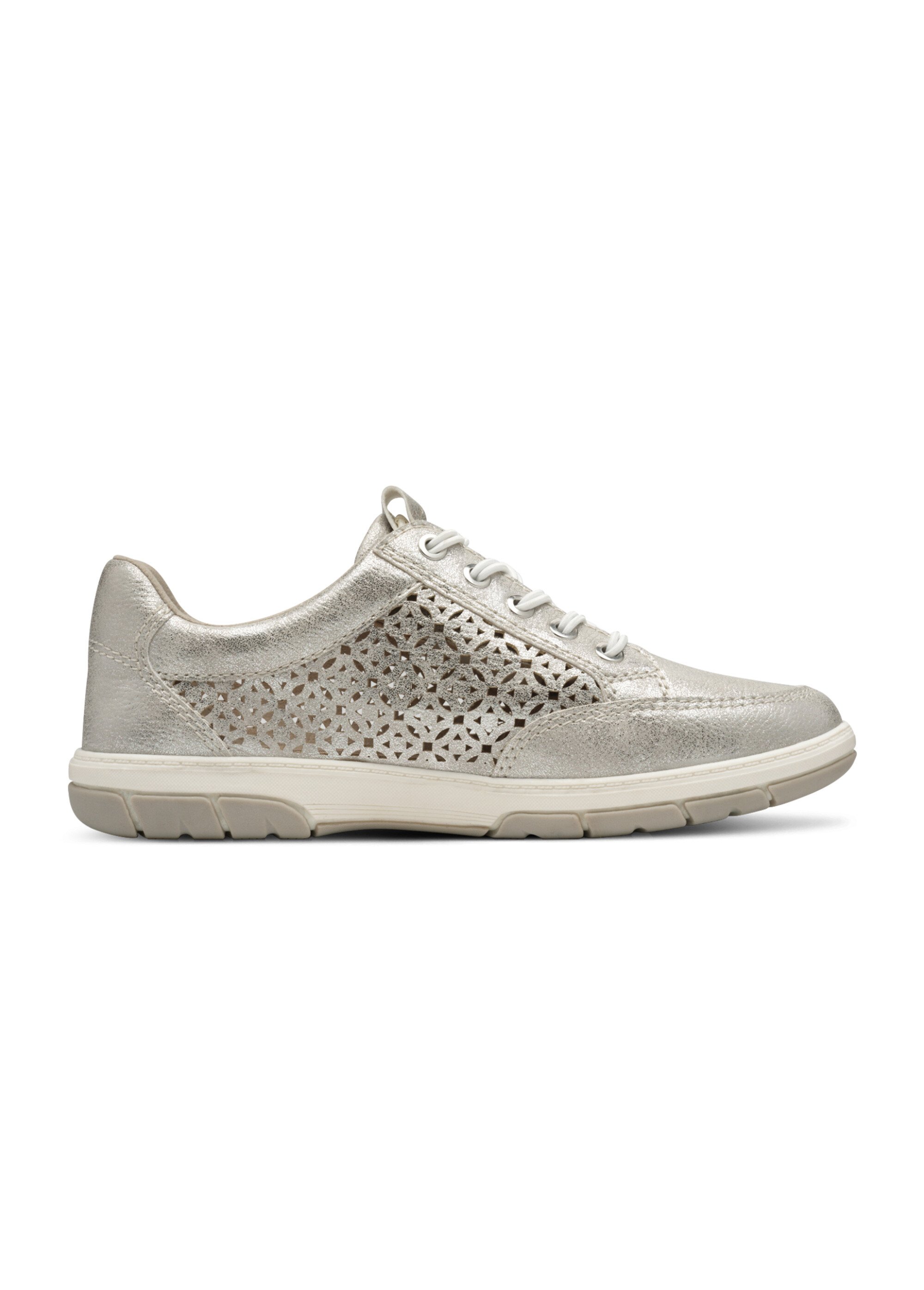 Baskets métallisées lacets élastiques Femme Argenté JAN82366544 DR1