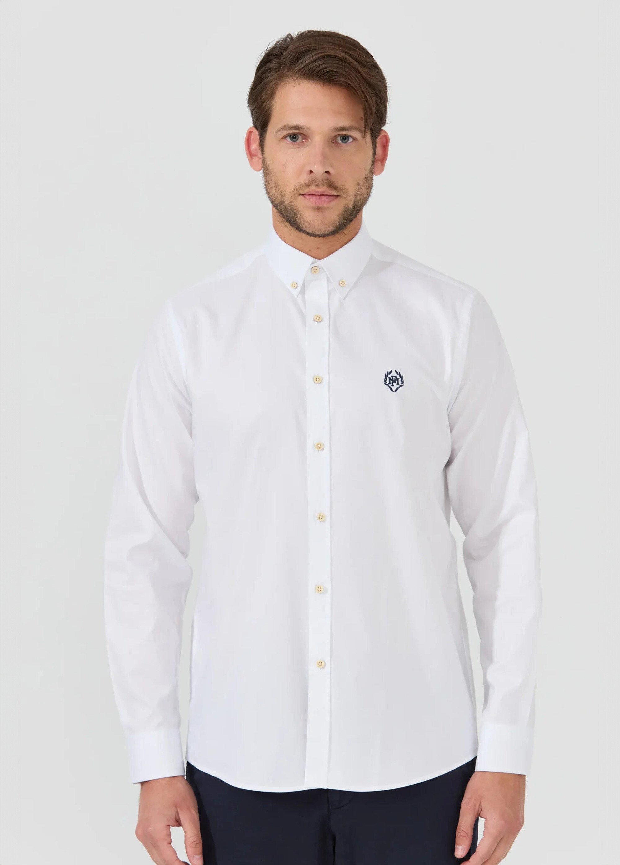 Chemise chic avec col américain Homme Blanc MFKCYRIL FA1
