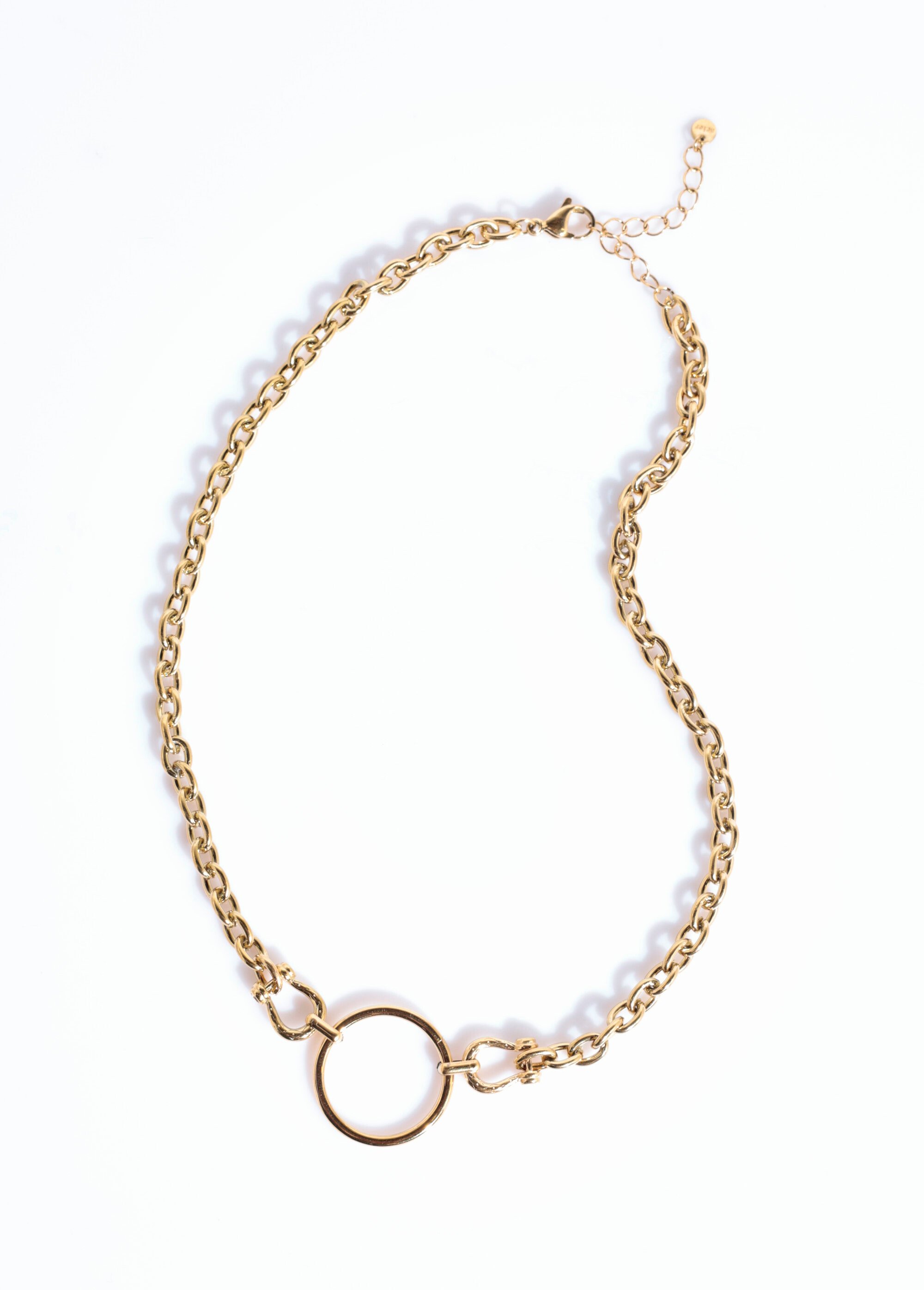 Collier acier inoxydable détail manilles Doré AE-CO812206 OV1
