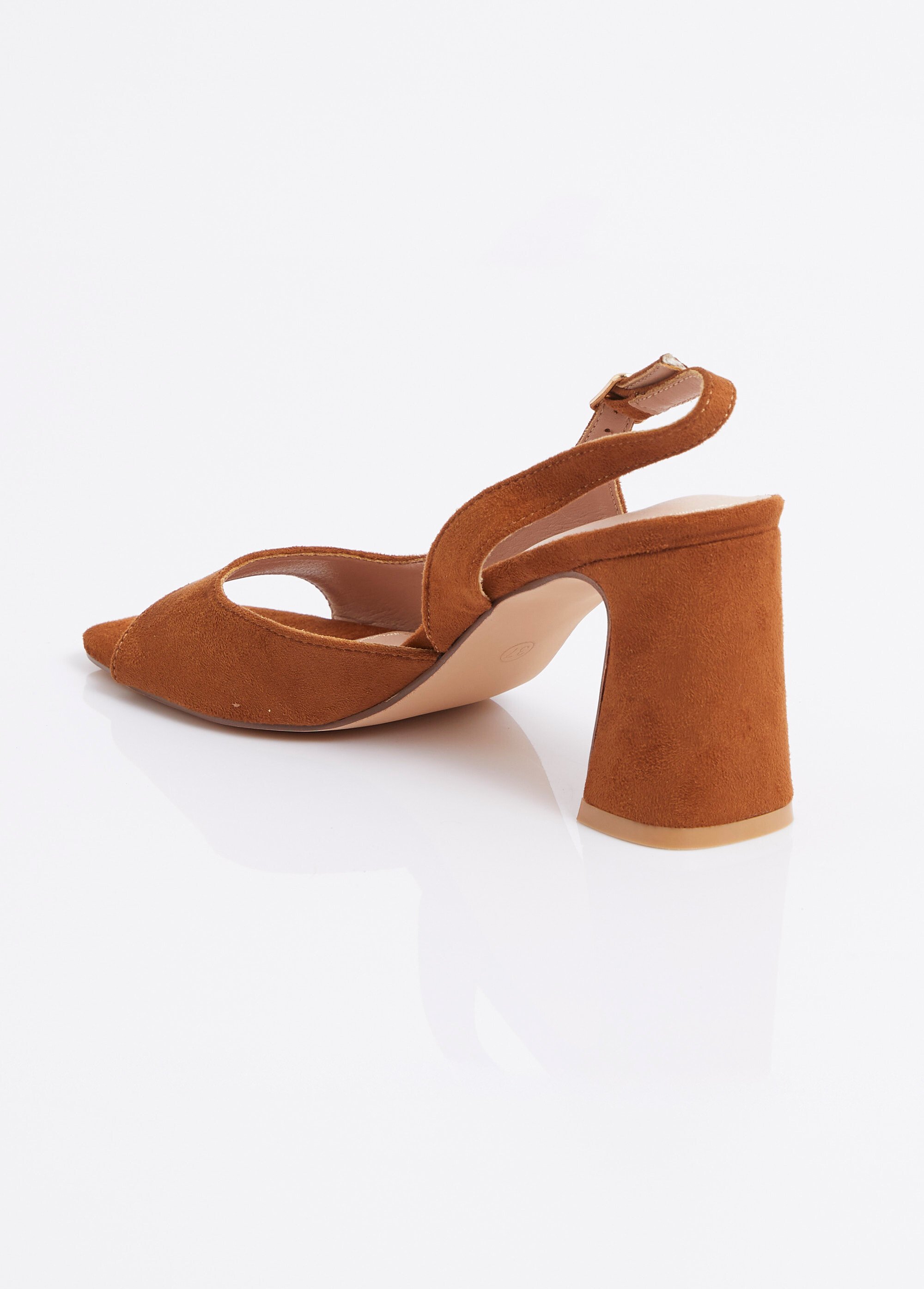 Escarpins bout ouvert, découpe féminine Femme CAMEL VELOUR MYSSV5043 DO1