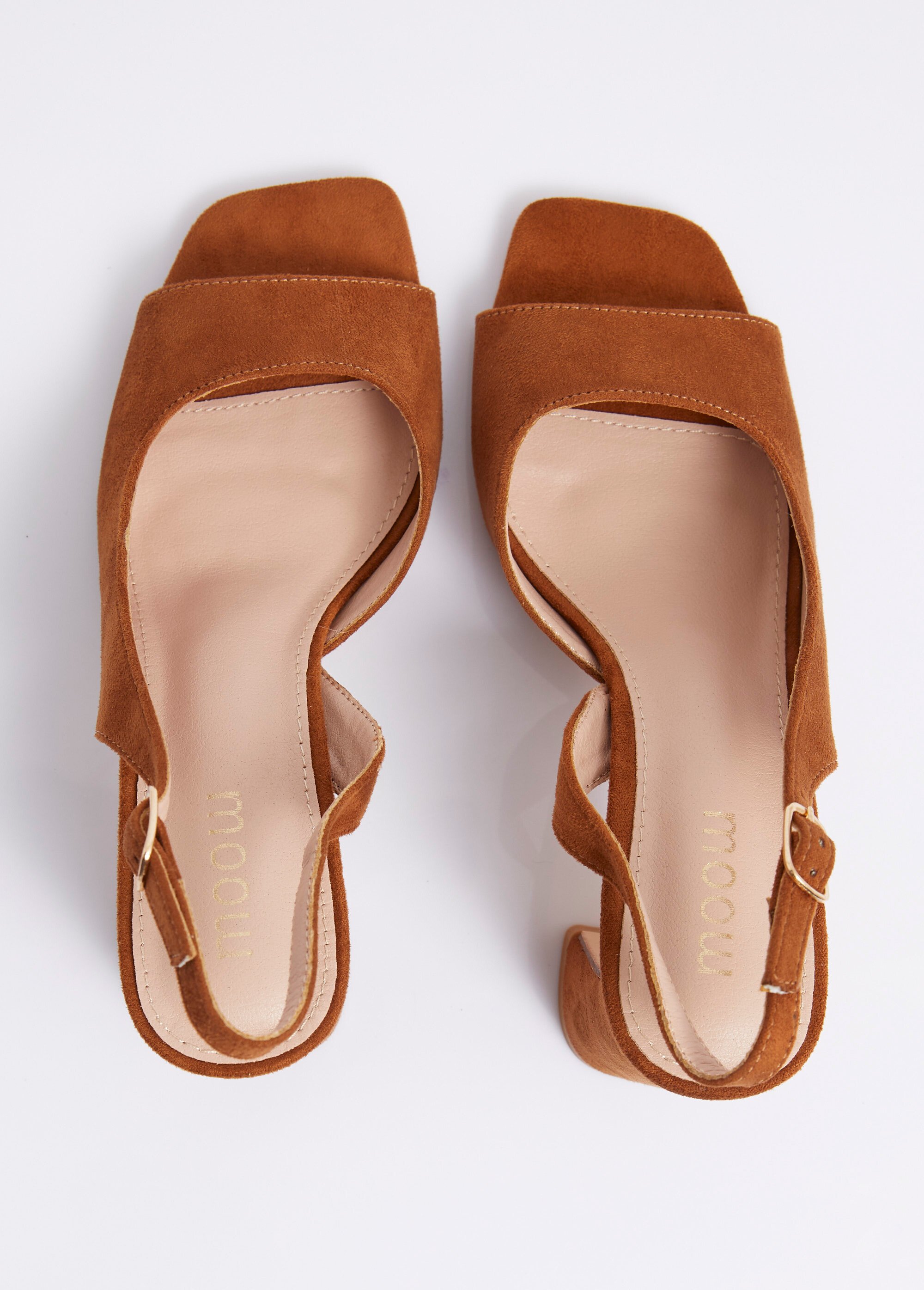 Escarpins bout ouvert, découpe féminine Femme CAMEL VELOUR MYSSV5043 OV1