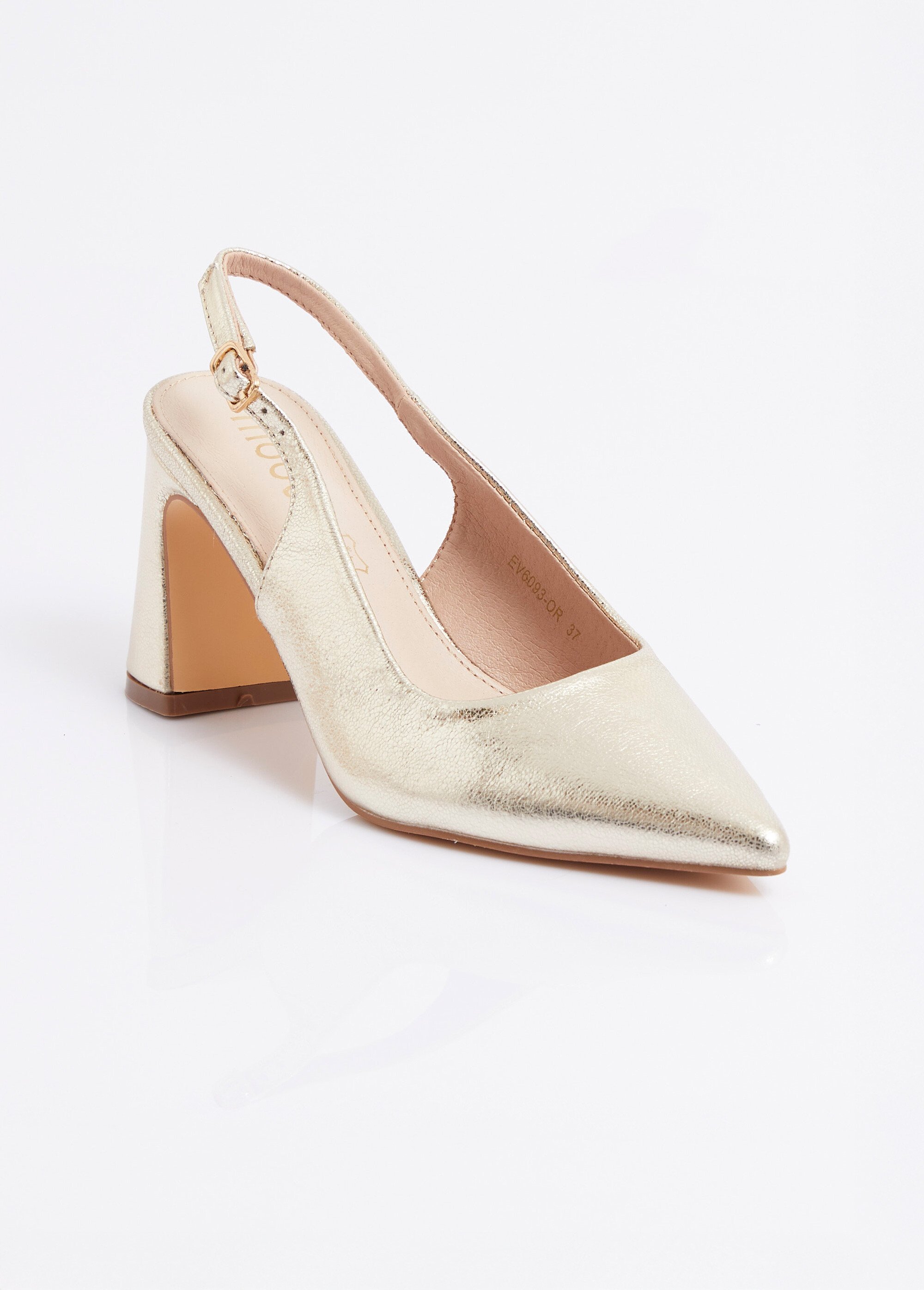 Escarpins pointus métallisés, talon haut Femme Doré MYSEV6093 FA1