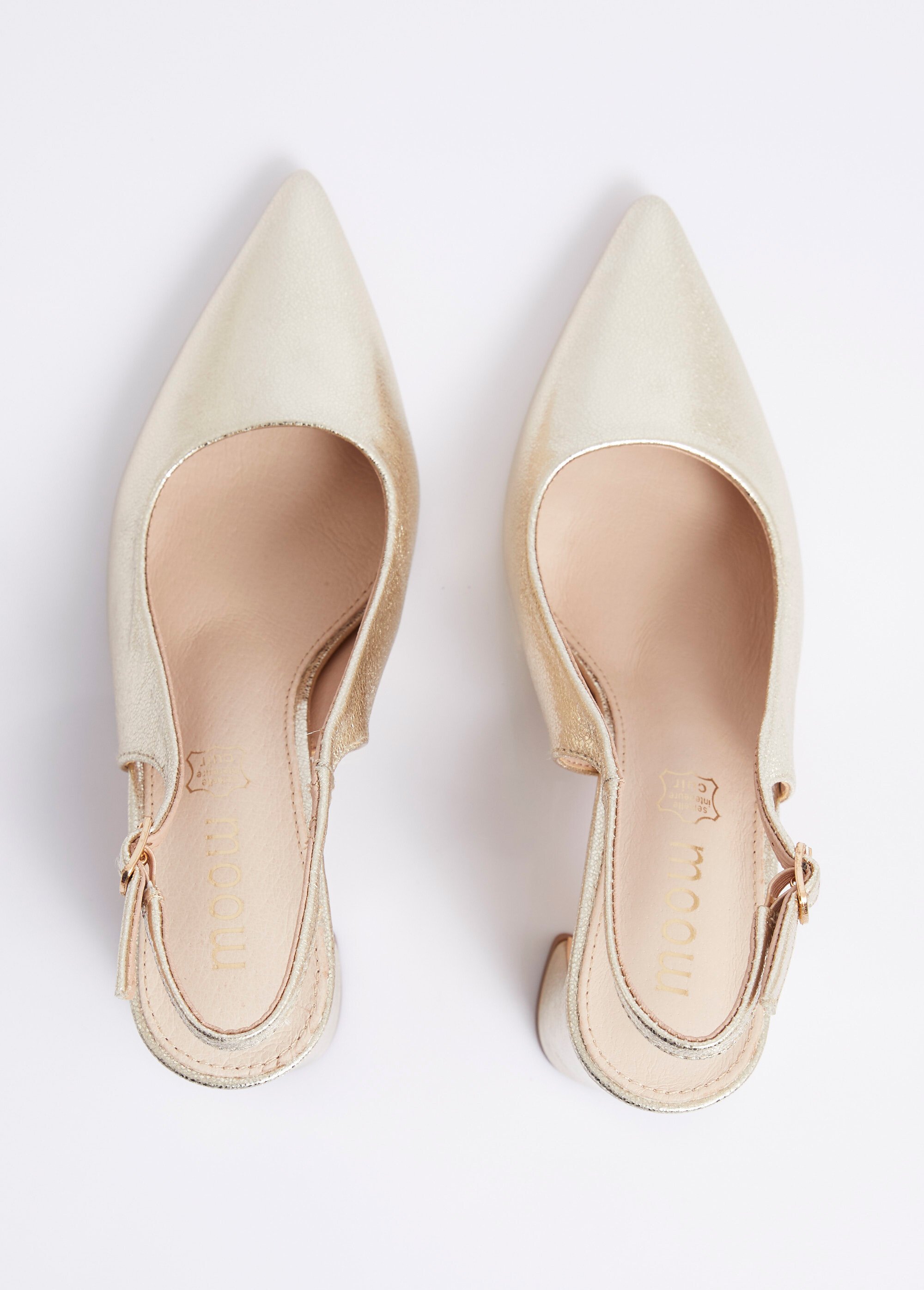 Escarpins pointus métallisés, talon haut Femme Doré MYSEV6093 OV1