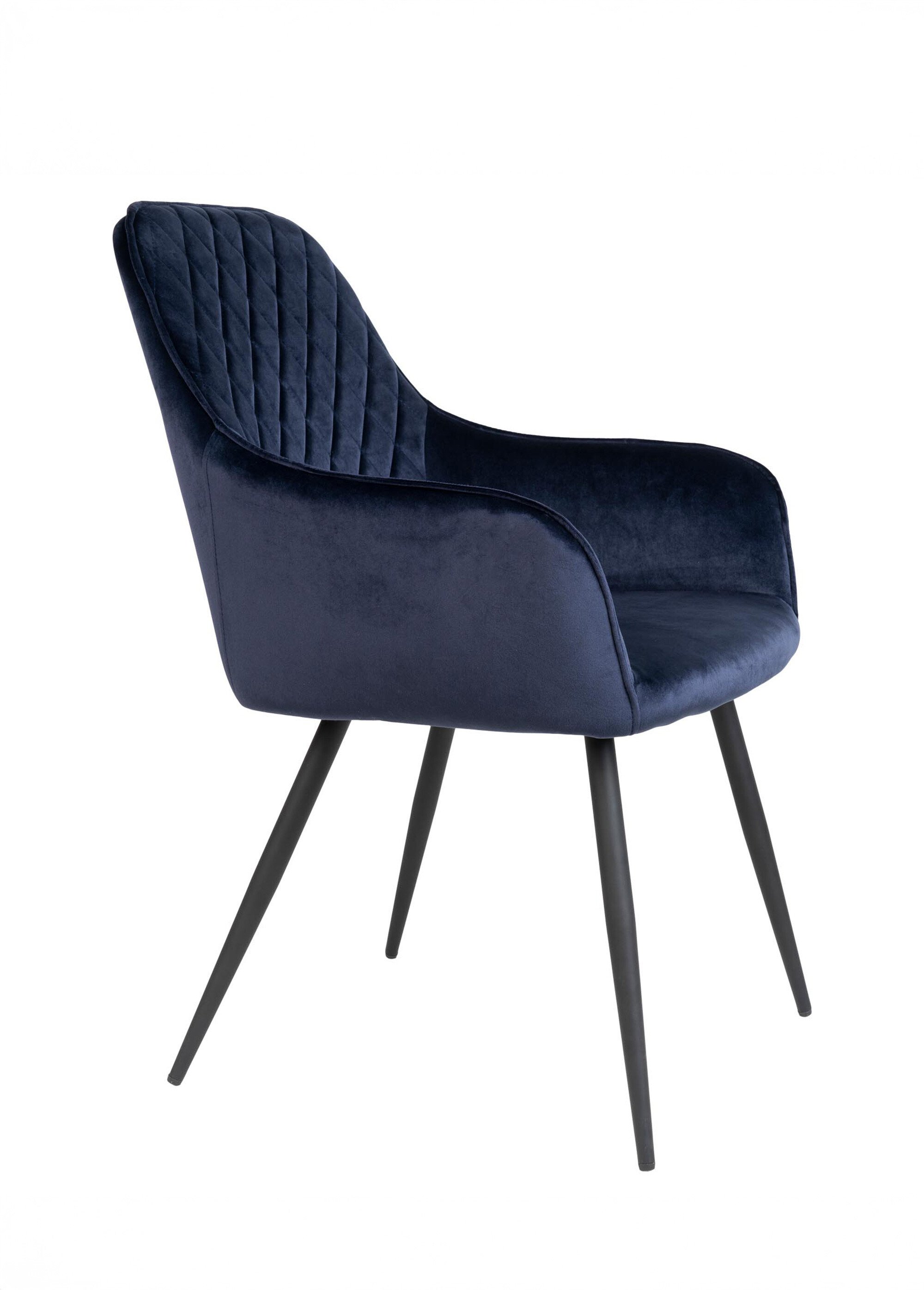 Fauteuil de salle à manger en velours 1B BLEU HN-1001158 DR1