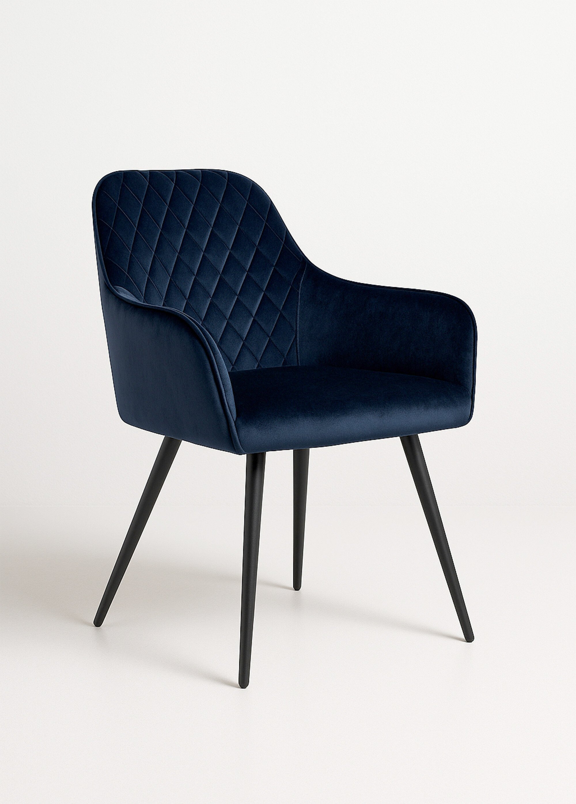 Fauteuil de salle à manger en velours 1B BLEU HN-1001158 FA1