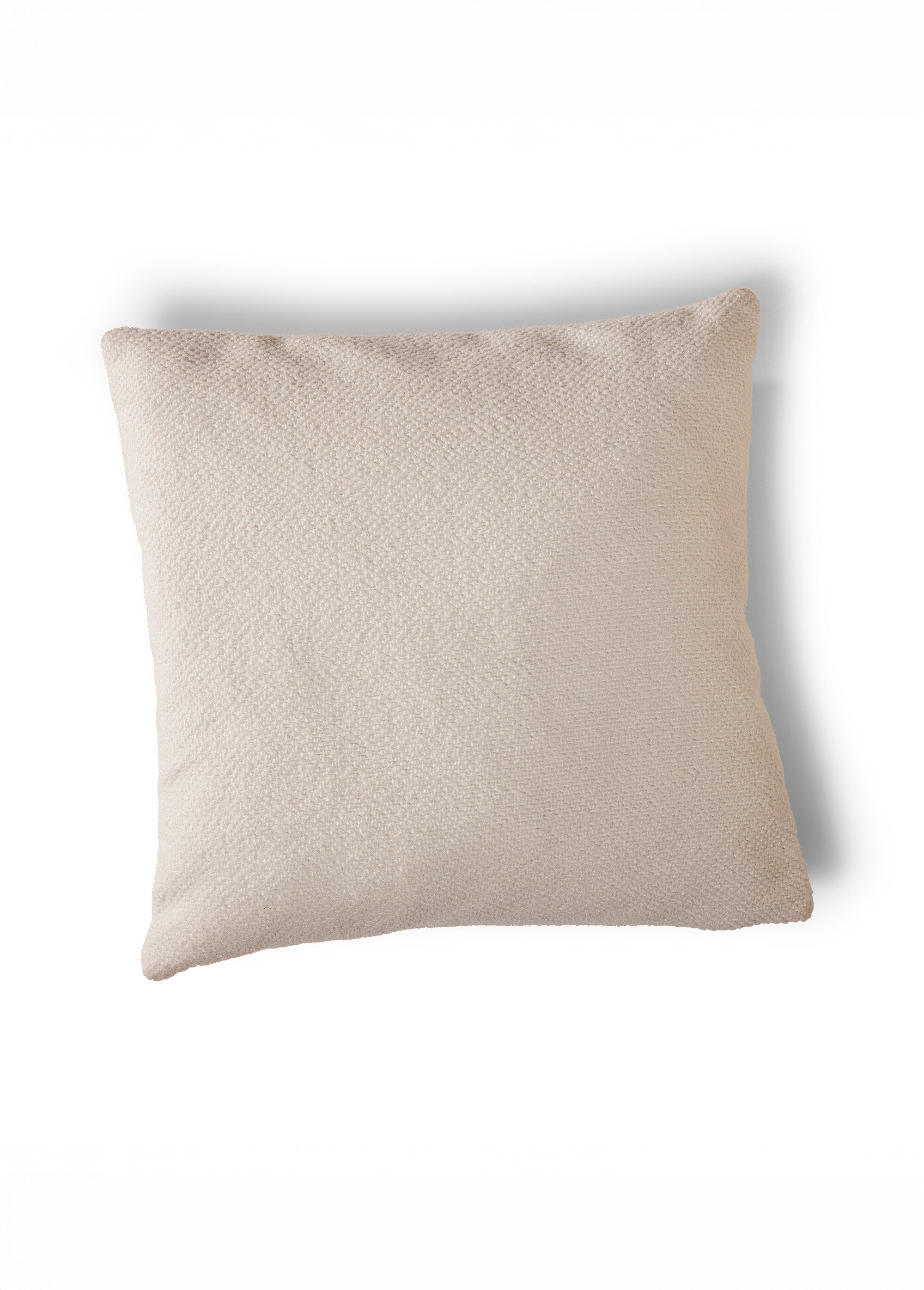 Housse de coussin bouclette unie zippée Beige RUDY FA1