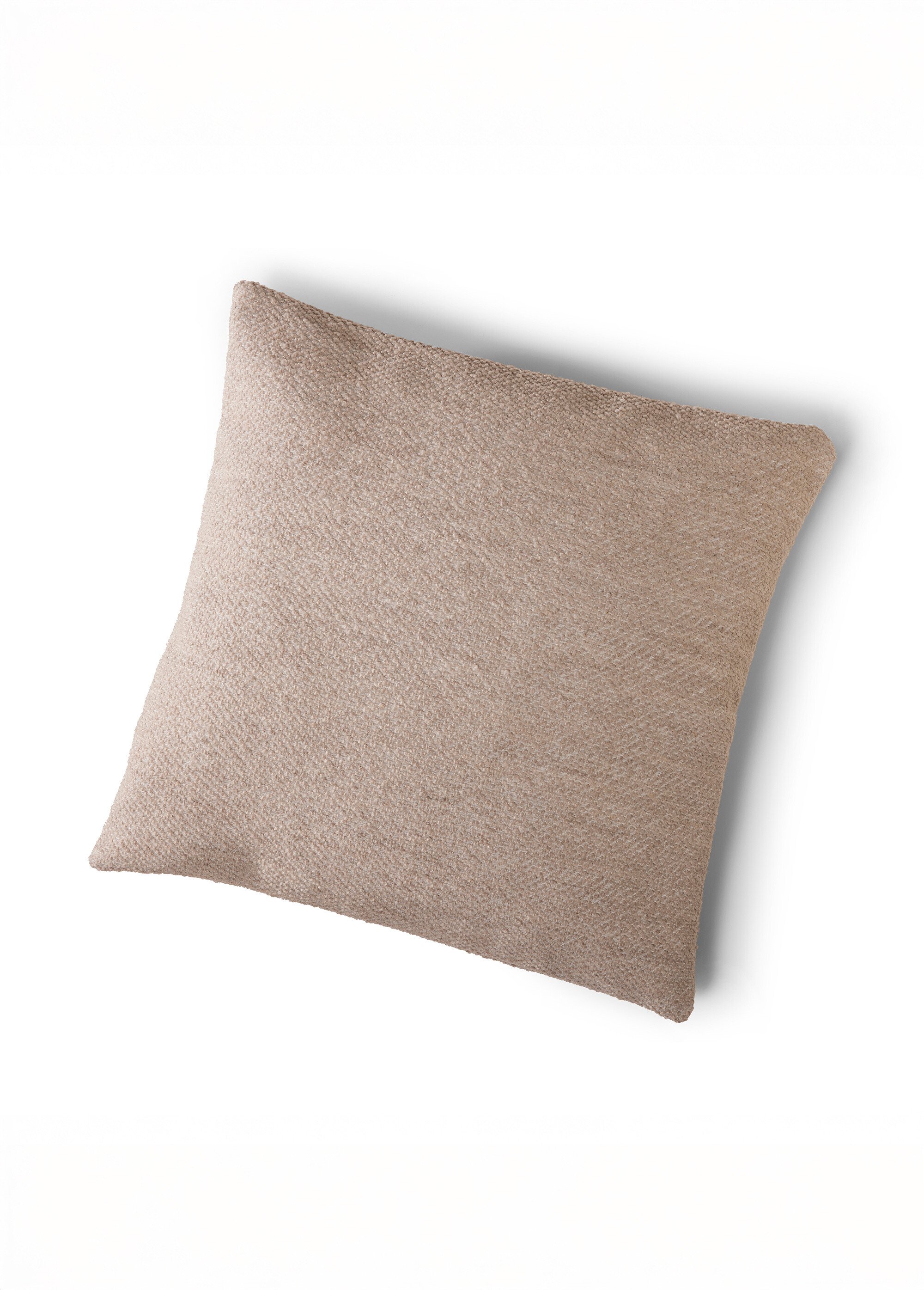 Housse de coussin bouclette unie zippée Beige RUDY FA1
