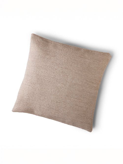 Housse de coussin bouclette unie zippée Beige RUDY FA1