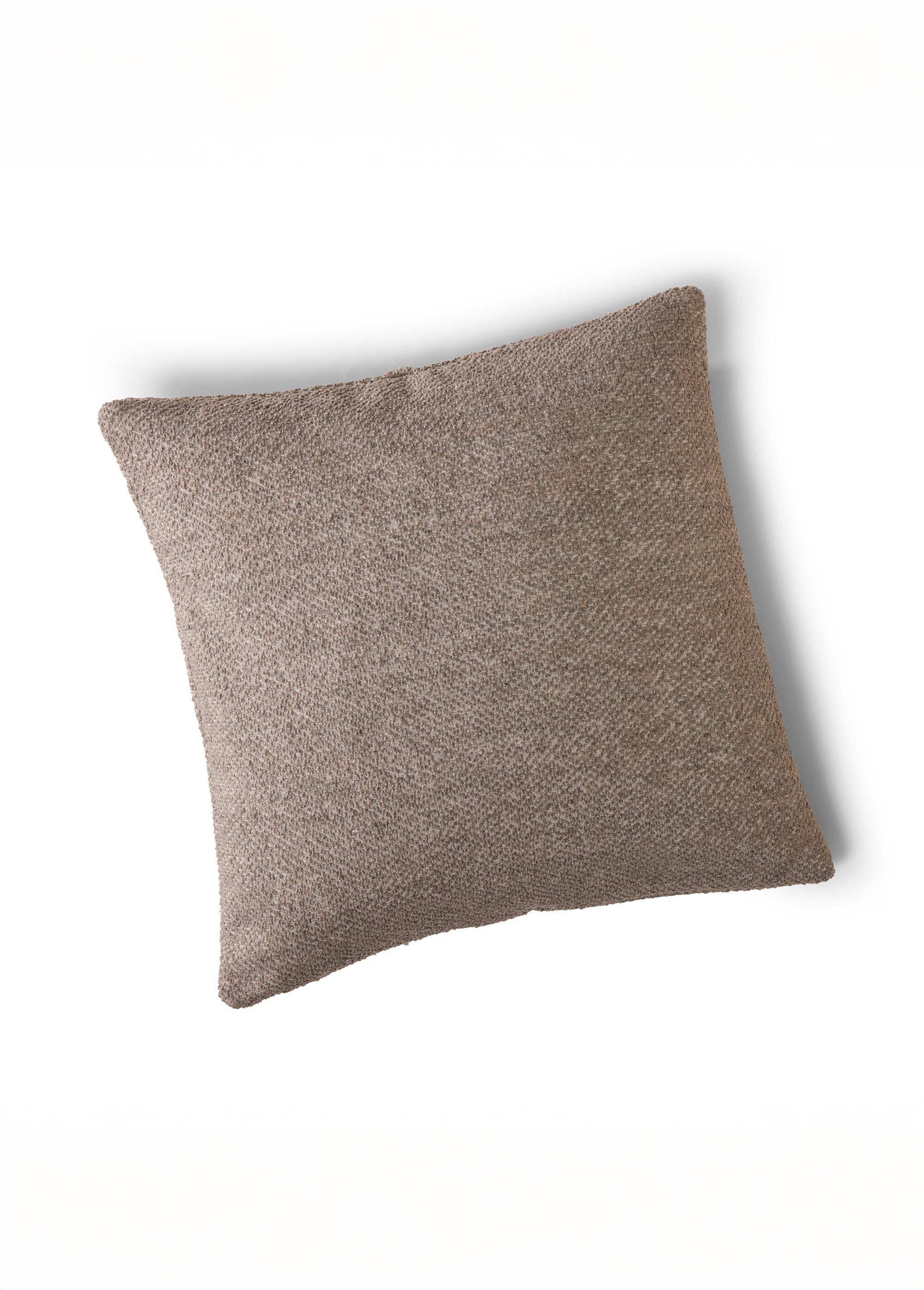 Housse de coussin bouclette unie zippée Gris RUDY FA1