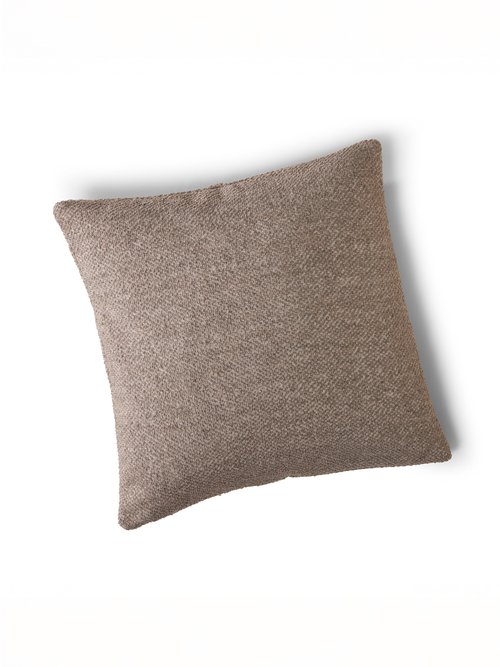Housse de coussin bouclette unie zippée Gris RUDY FA1