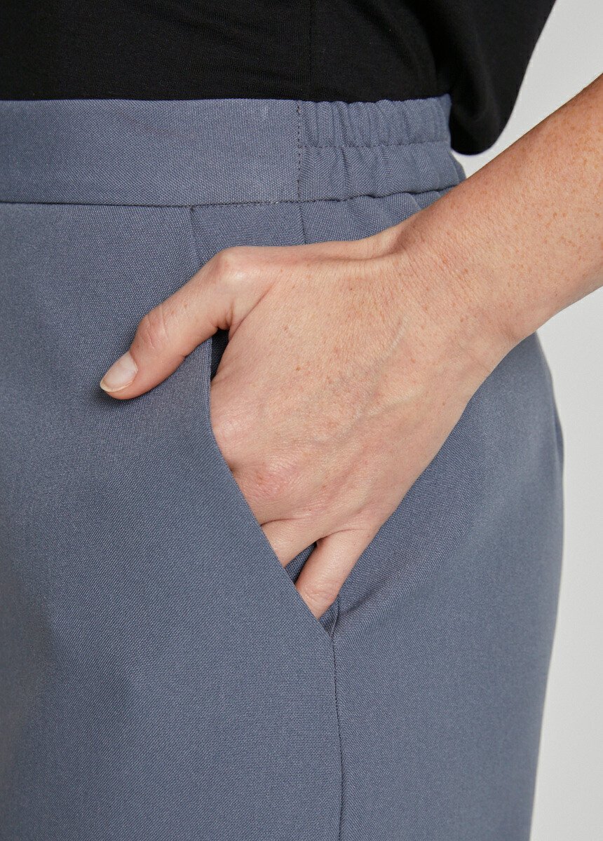 Jupe droite mi-longue tissu infroissable Femme Gris LUXUEUX DE2