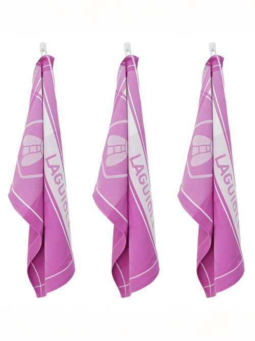 Lot de 3 torchons jacquard assortis, Miel 3M Violet 9270145 FA1