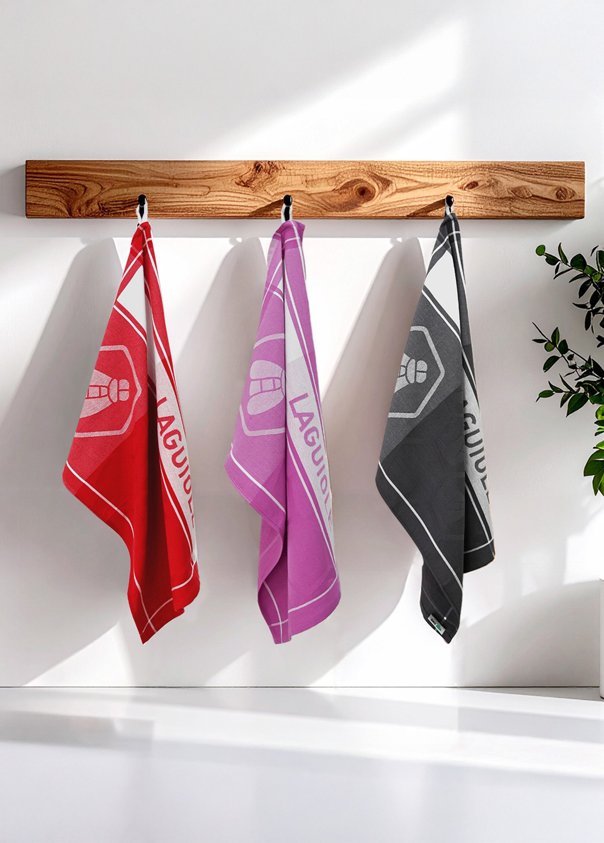 Lot de 3 torchons jacquard assortis, Miel 3M Violet 9270145 SI1