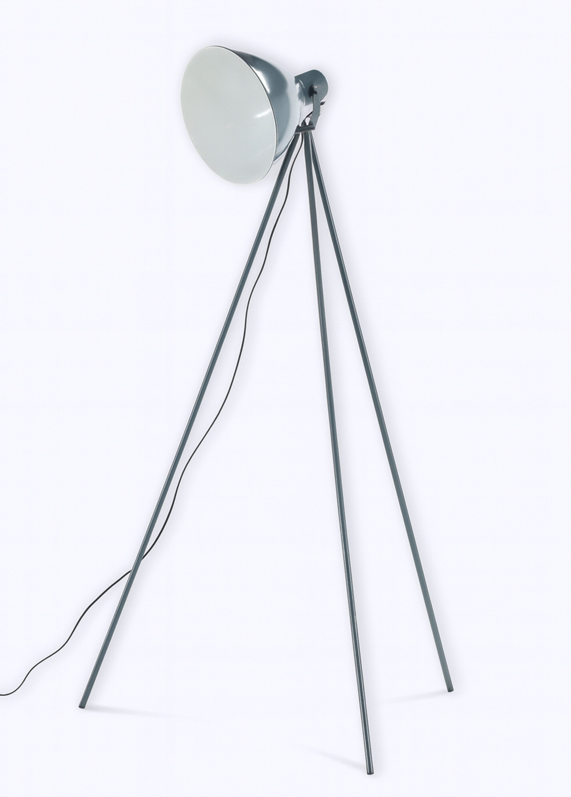Lampadaire en acier, piètement trépied