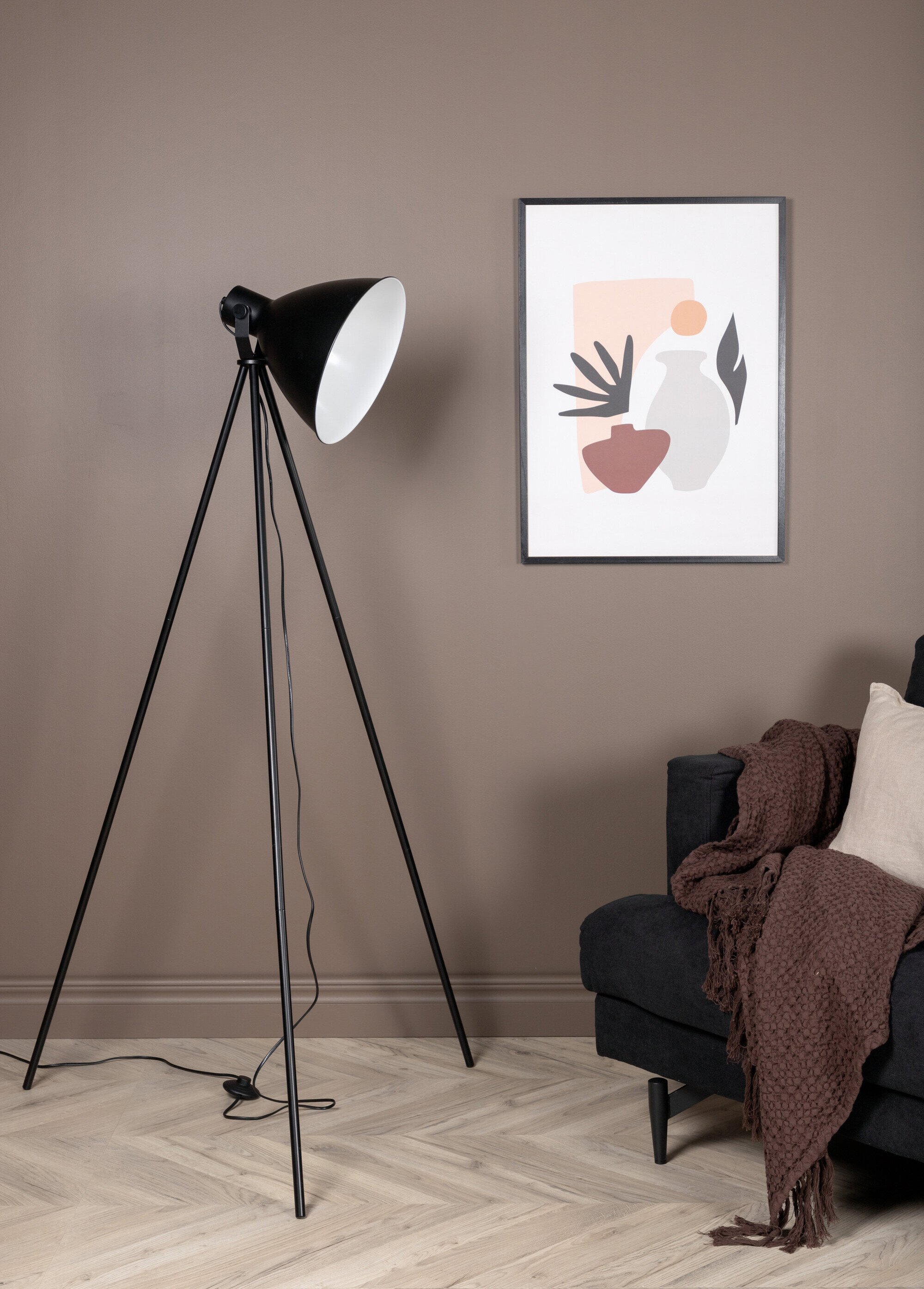 Lampadaire en acier, piètement trépied NOIR VEN-15652 SI1