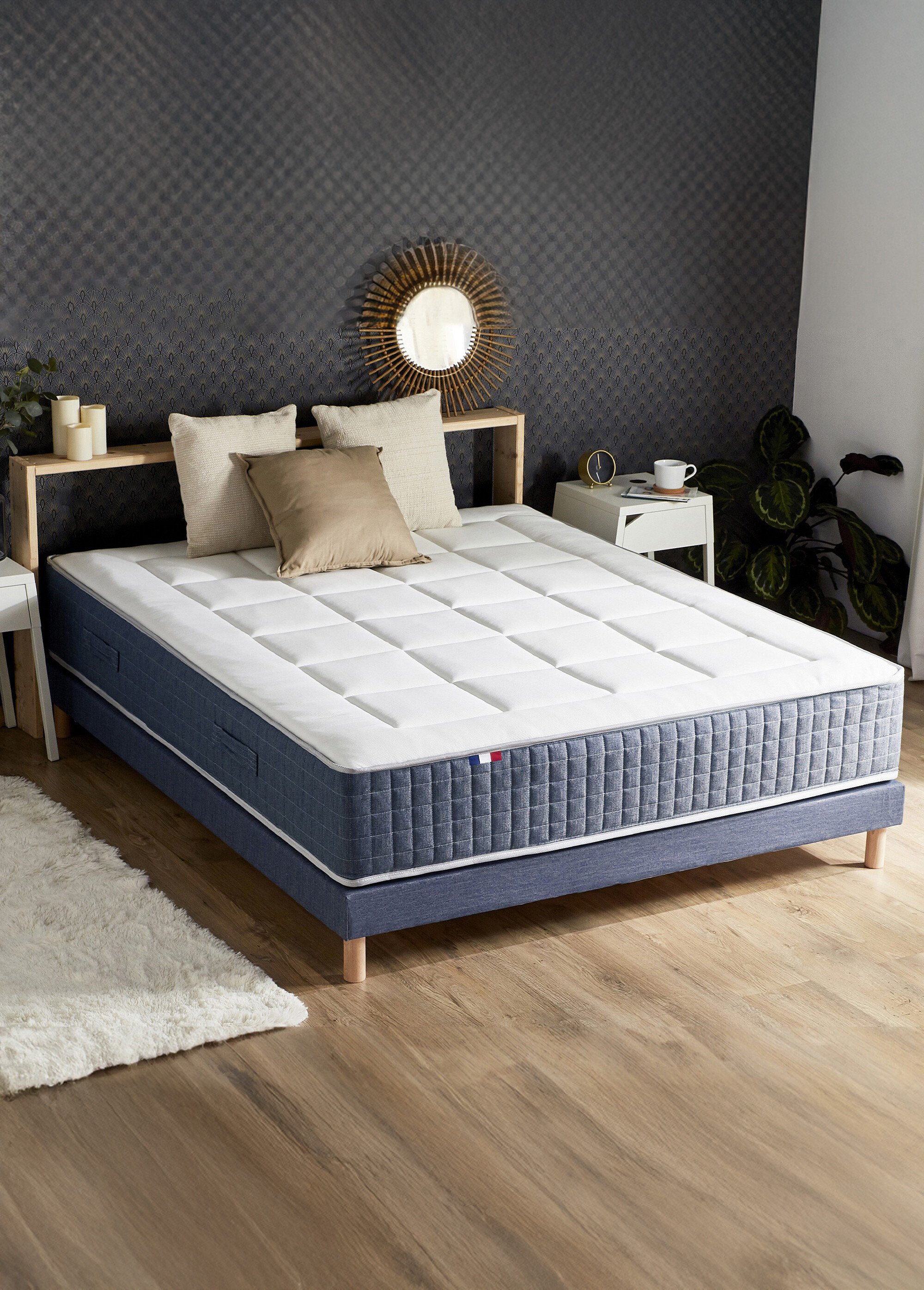 Matelas ressorts et mémoire de forme, haut. 28cm BLANC AFI-ROSE SF1