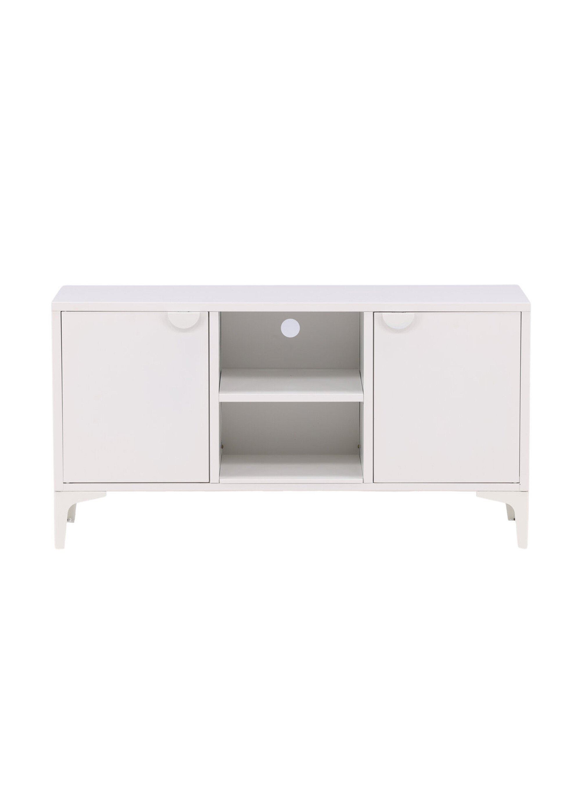 Meuble bas 2 portes 2 tablettes en acier BLANC VEN-15618 DE1