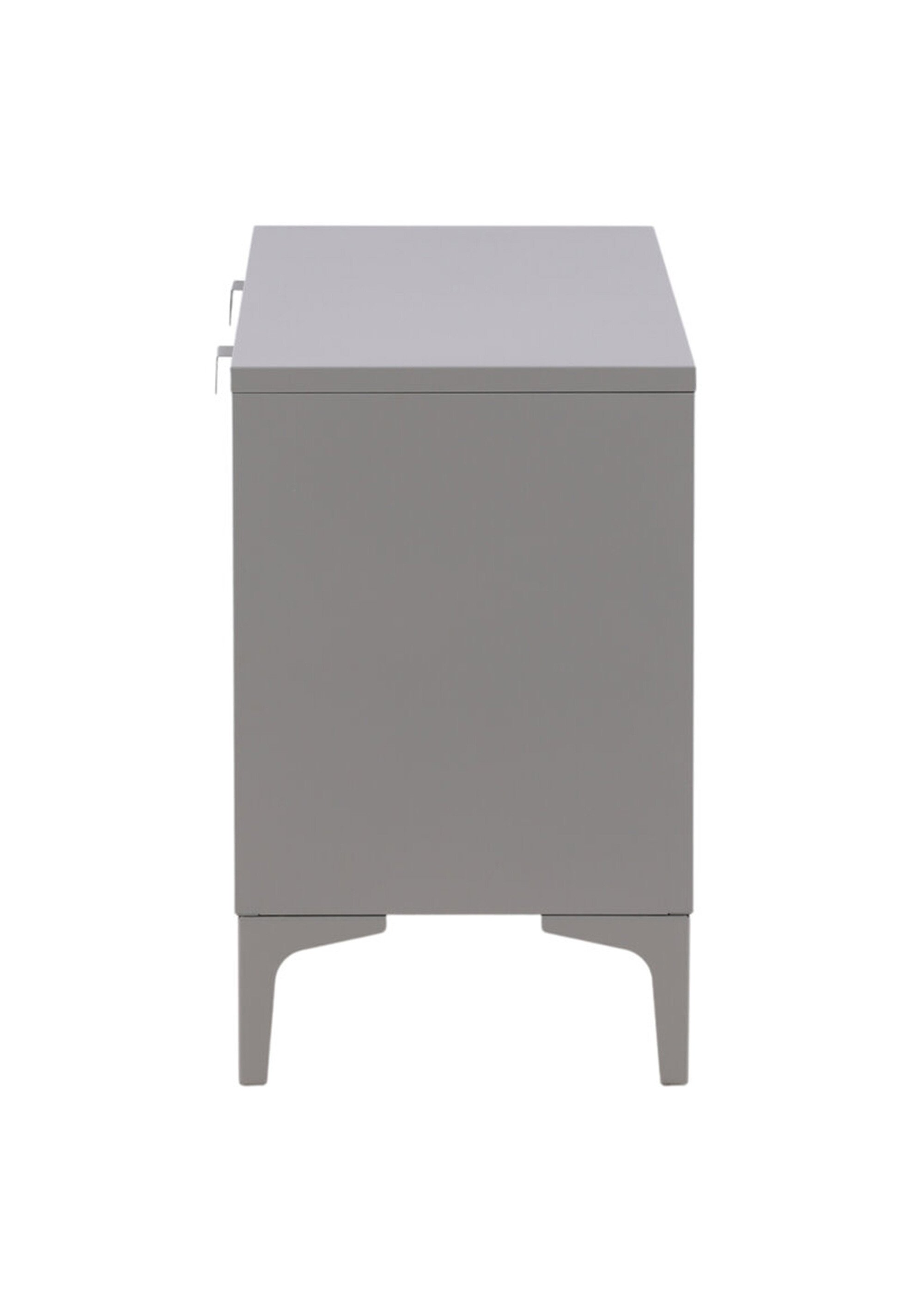 Meuble bas 2 portes 2 tablettes en acier GRIS VEN-15618 DE2