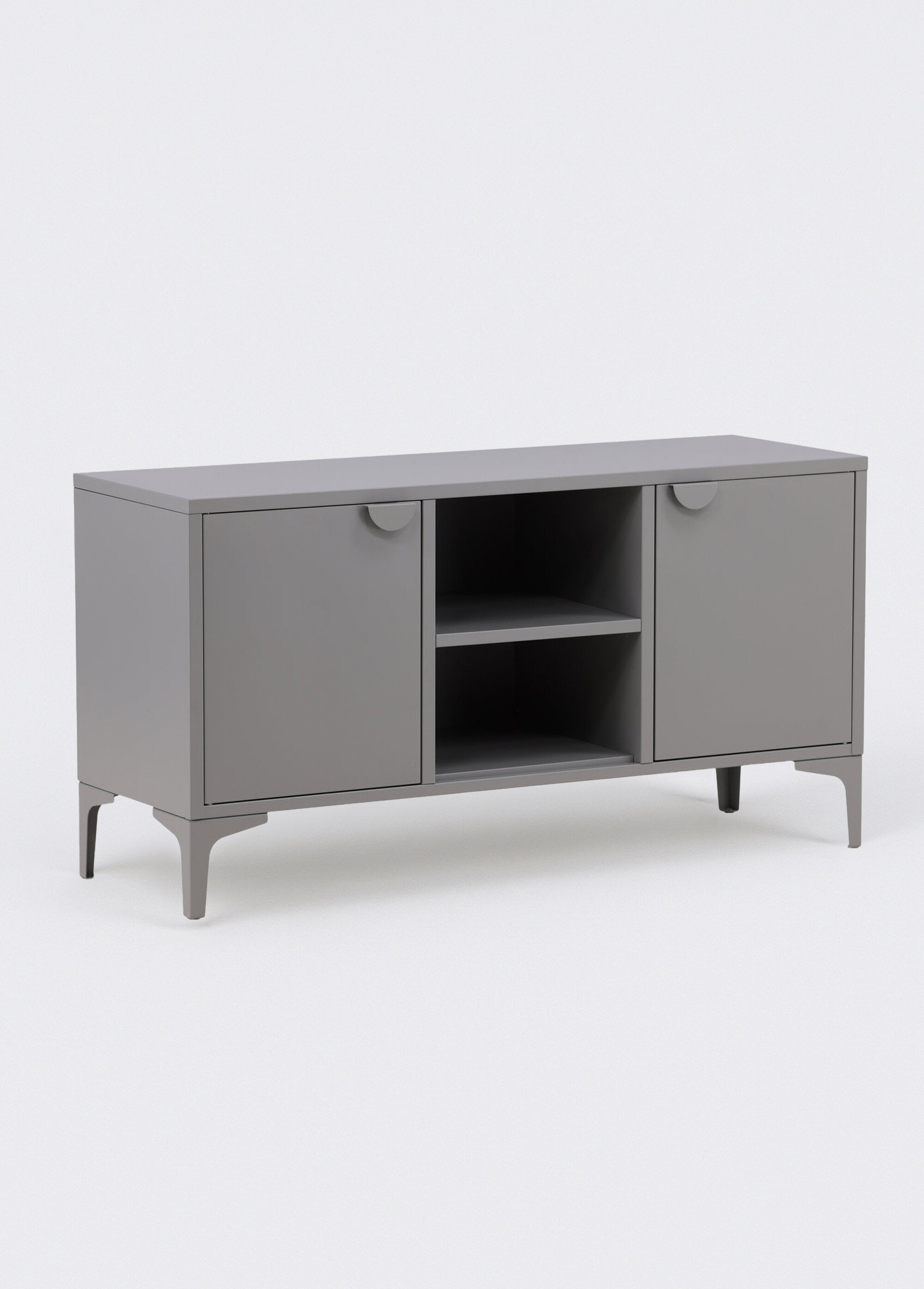 Meuble bas 2 portes 2 tablettes en acier GRIS VEN-15618 FA1