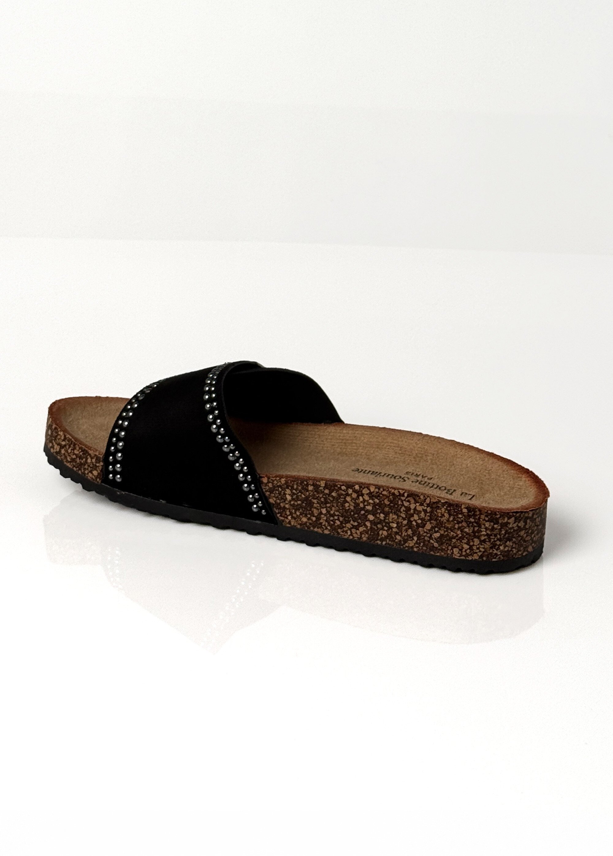 Mules anatomiques suédine, clous métal