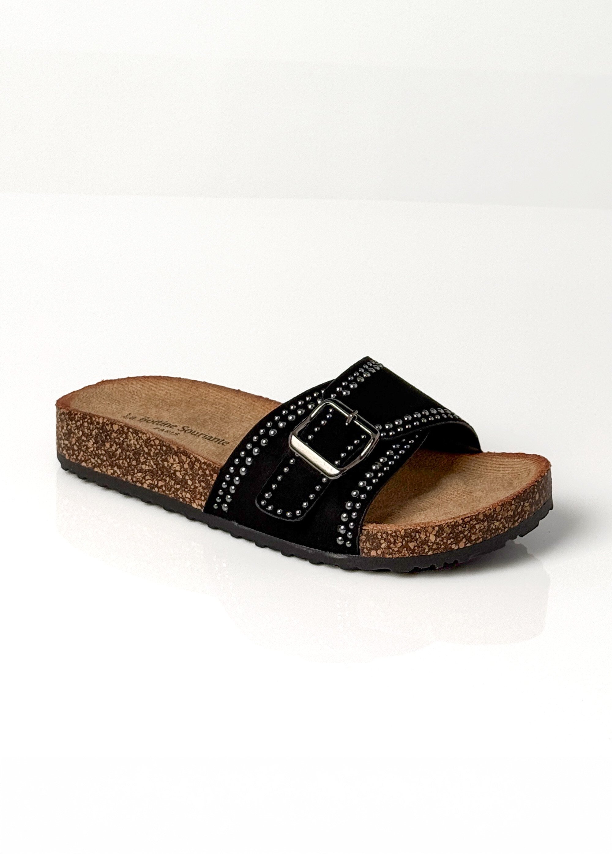 Mules anatomiques suédine, clous métal