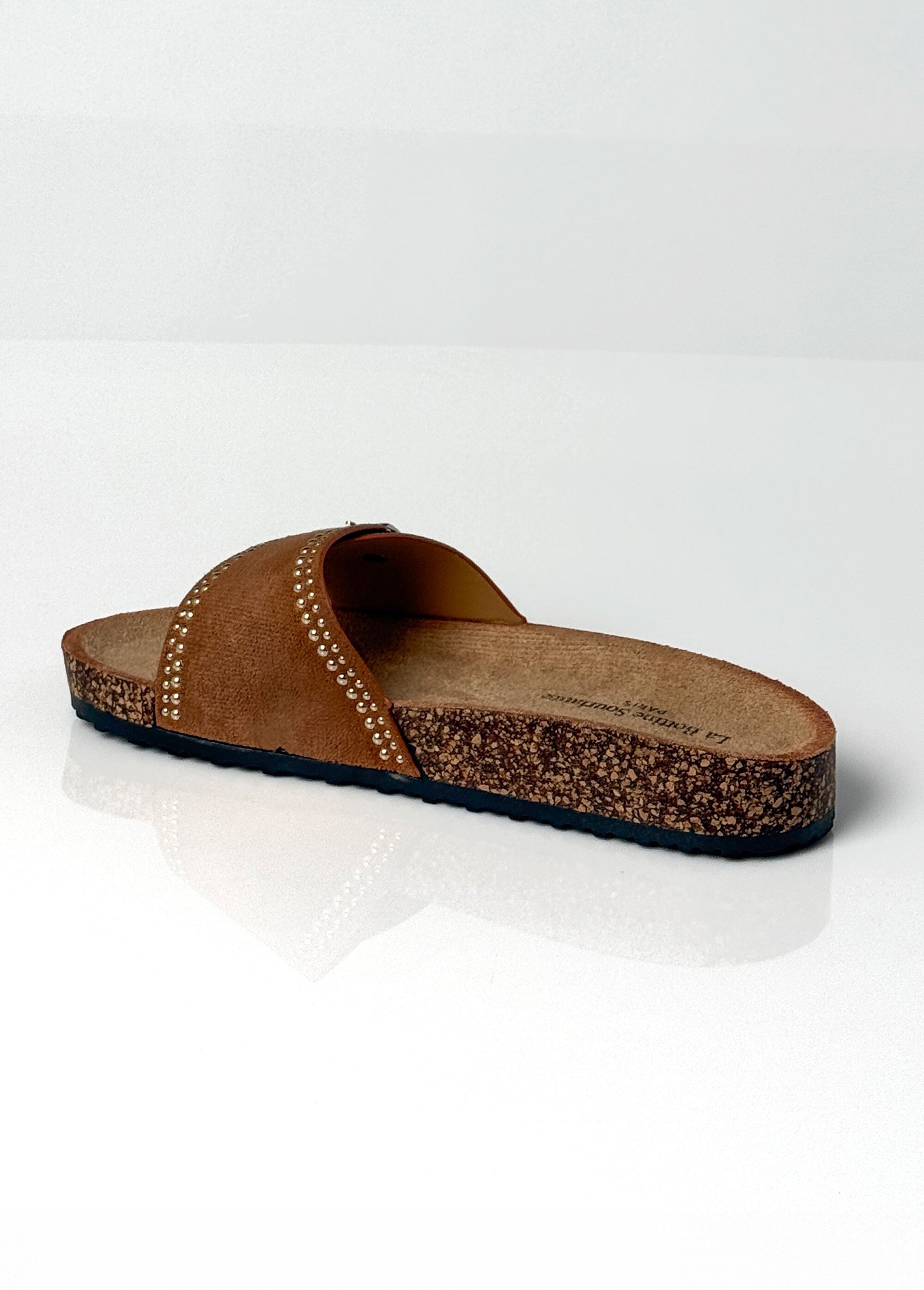 Mules anatomiques suédine, clous métal Femme Marron LBSBDL1033 DO1