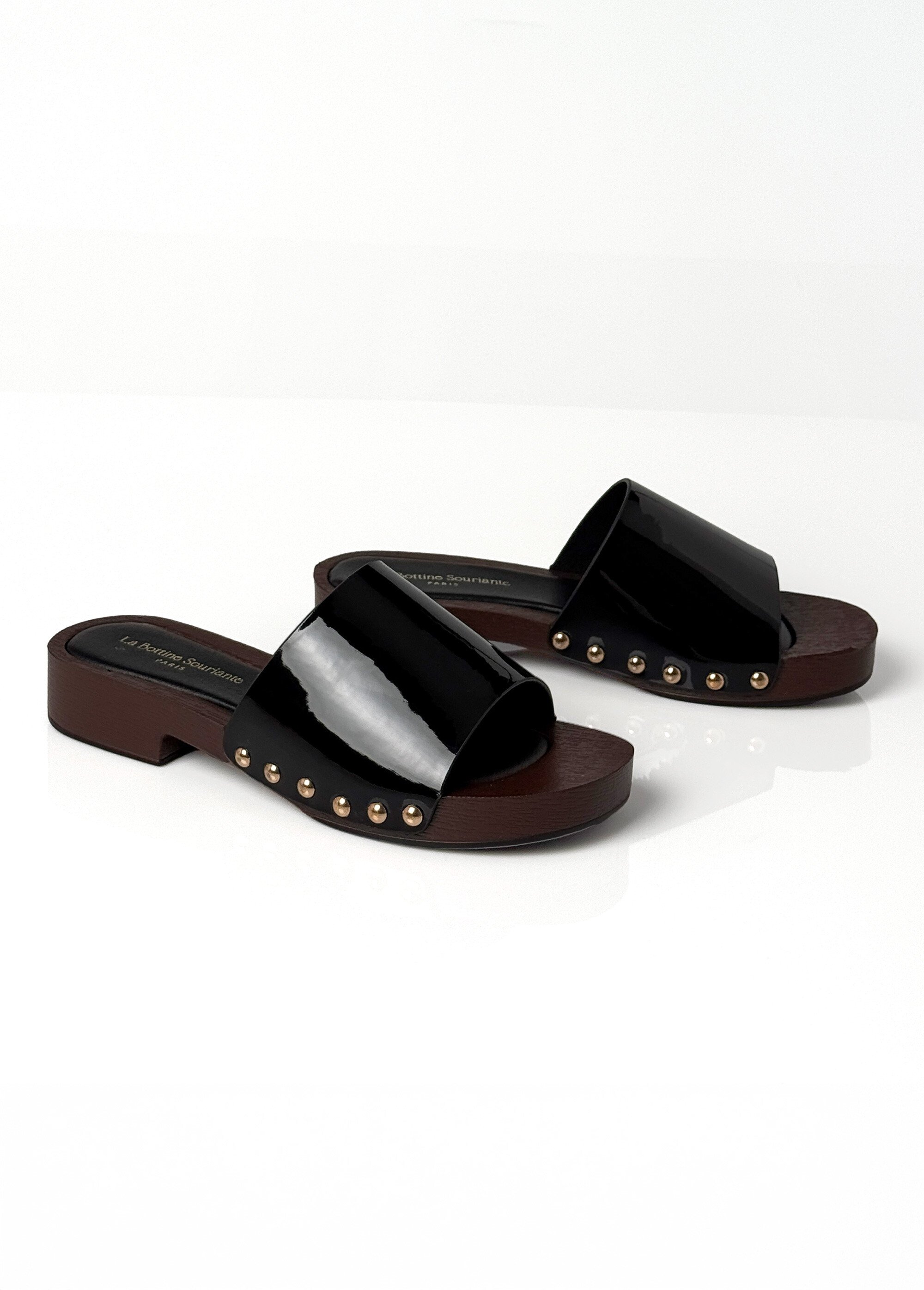 Mules simili cuir vernis, forme sabots Femme VERNIS NOIR LBSBYDJ9950 DE1