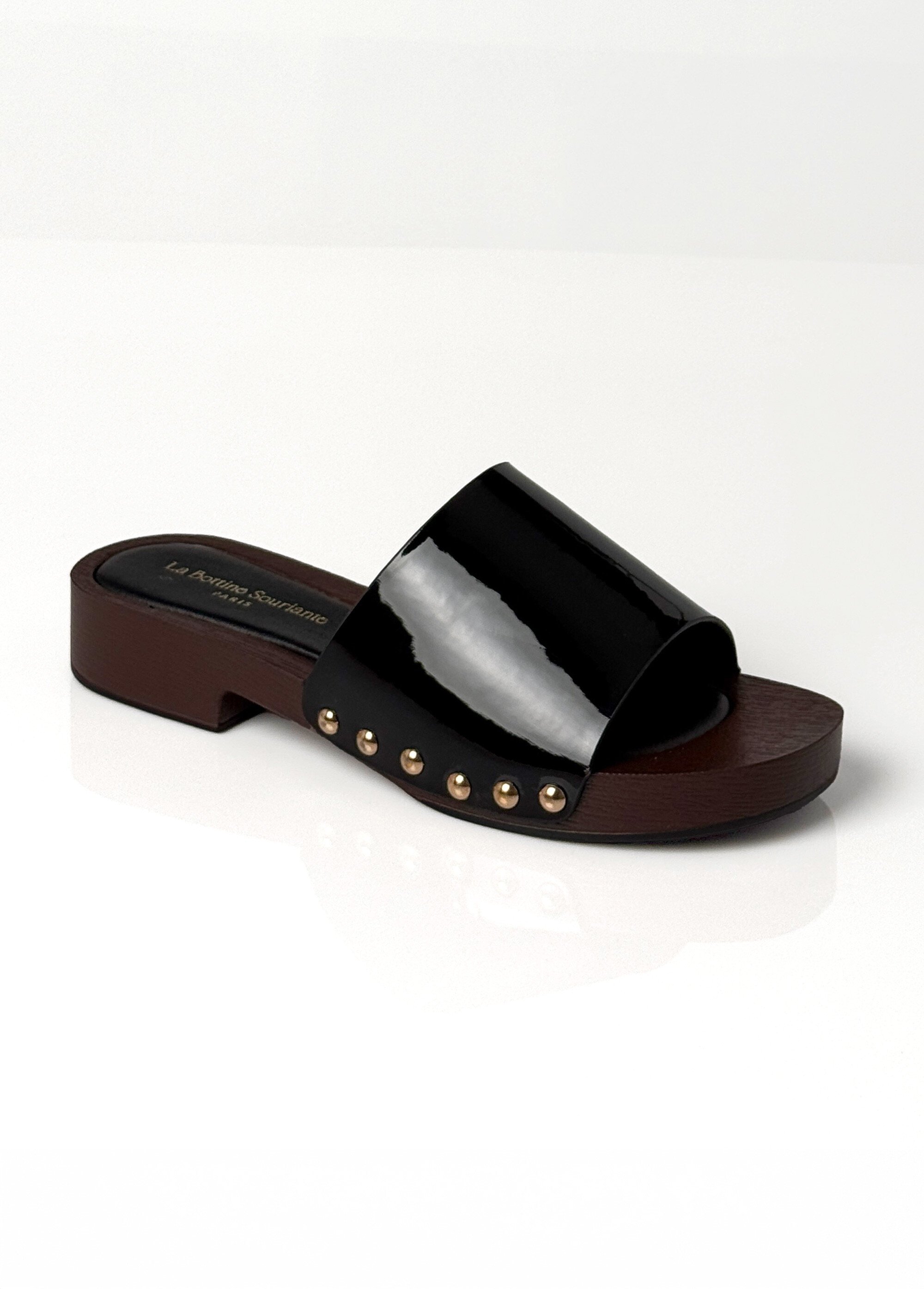 Mules simili cuir vernis, forme sabots Femme VERNIS NOIR LBSBYDJ9950 FA1