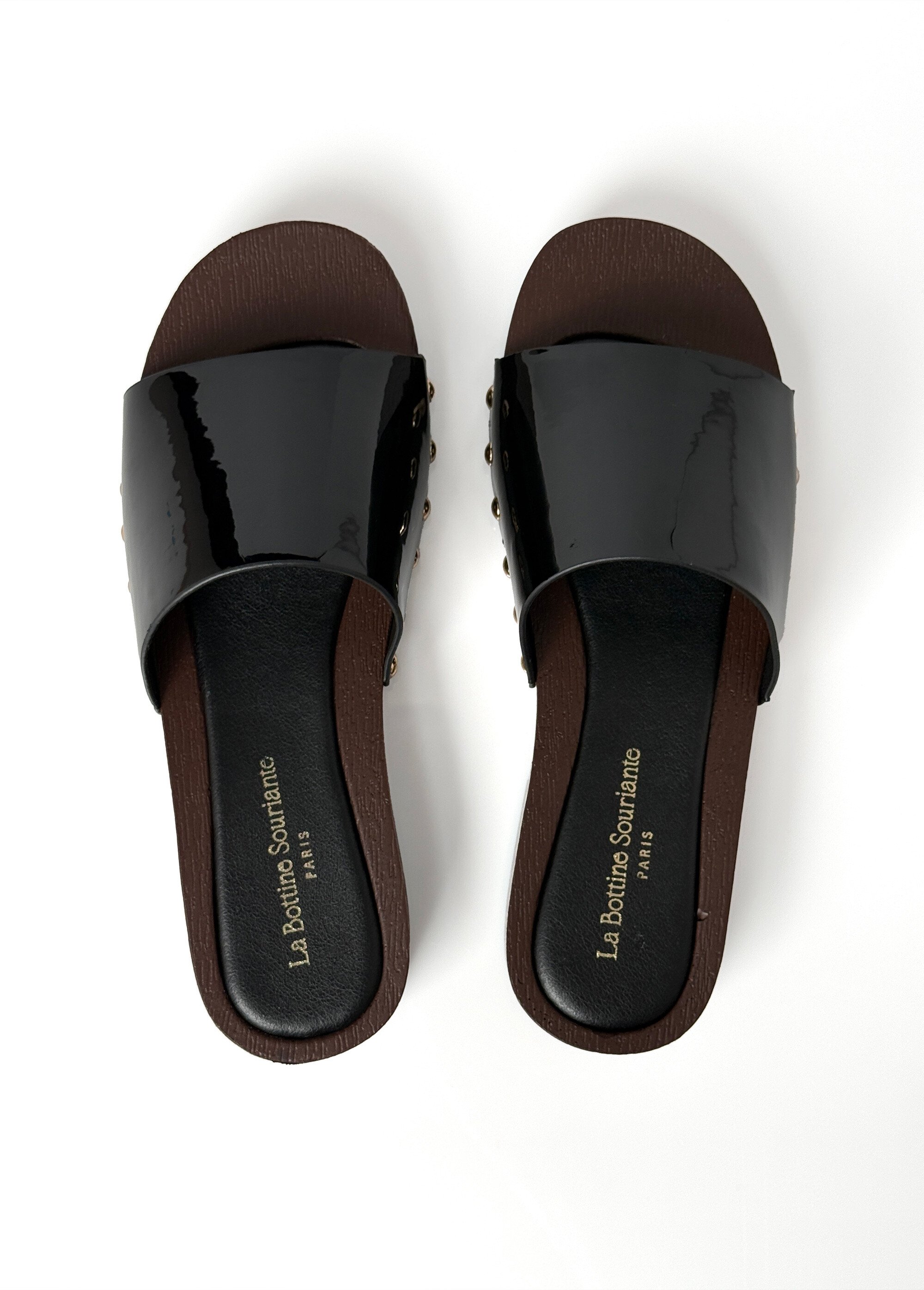 Mules simili cuir vernis, forme sabots Femme VERNIS NOIR LBSBYDJ9950 OV1