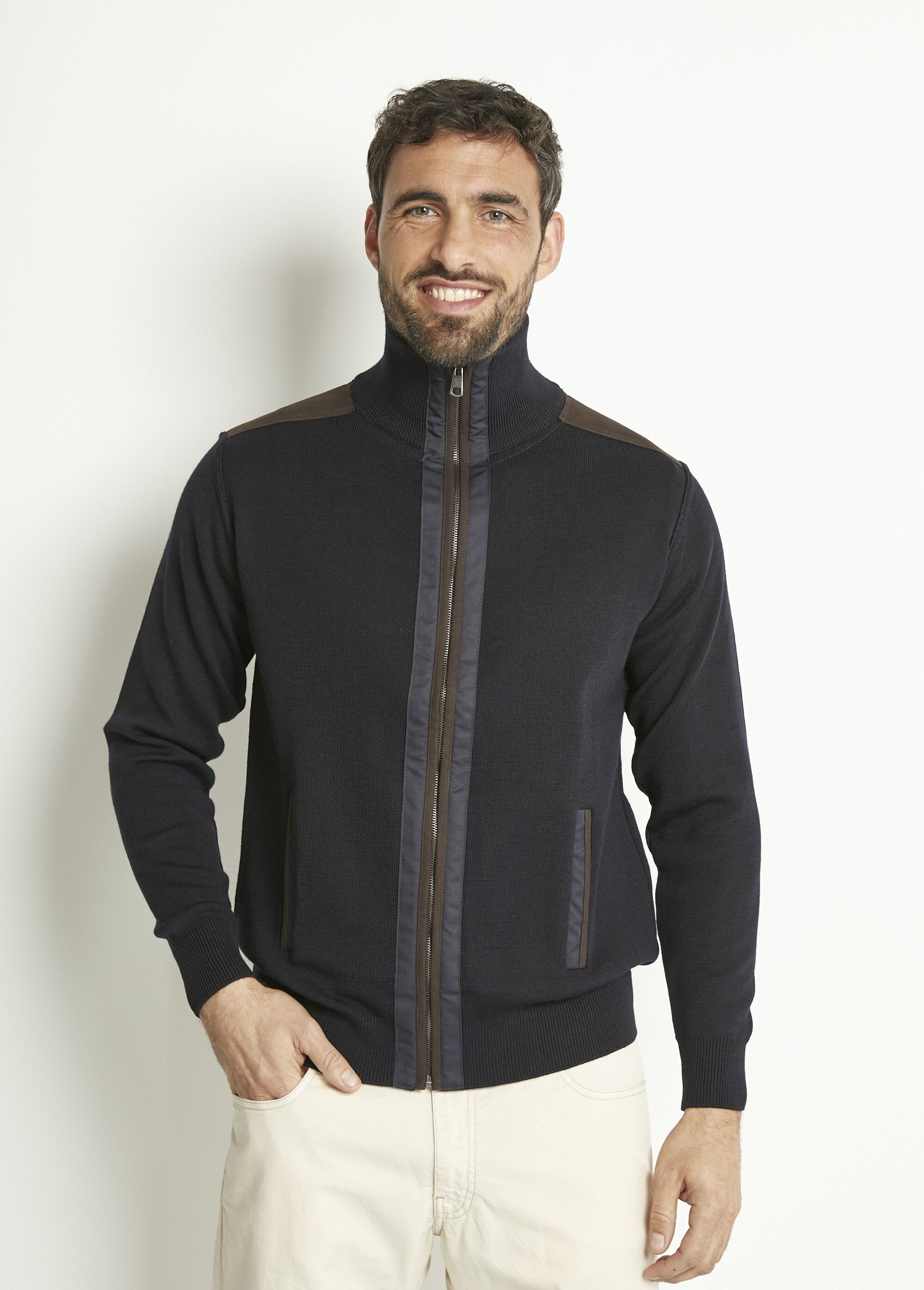 Gilet en laine zippé chaud col montant Homme Bleu WINCHERRERA FA2