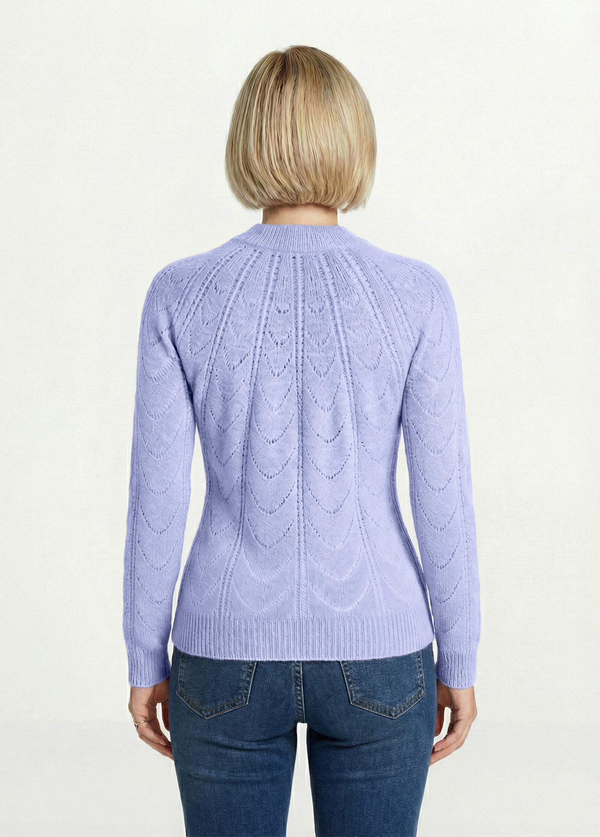 Pull maille chinée ajourée col rond Femme Violet PALAJA DO1