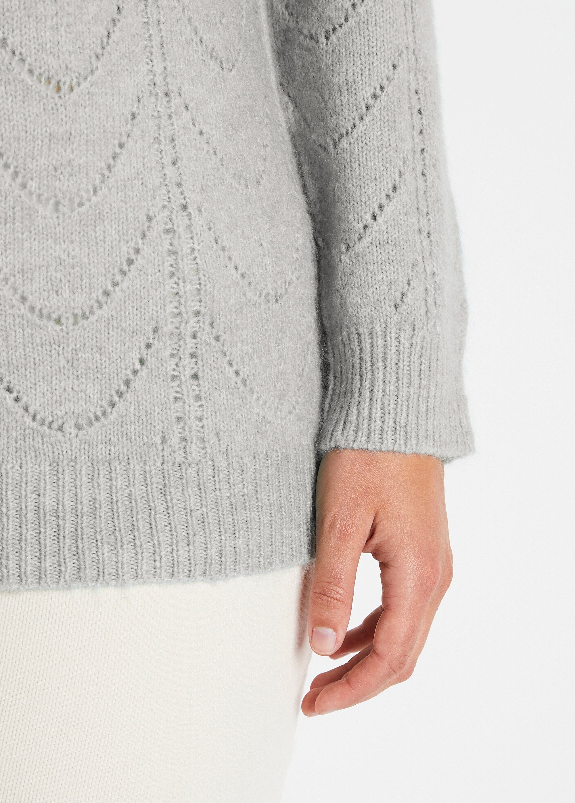 Pull maille chinée ajourée col rond Femme Gris PALAJA DE1