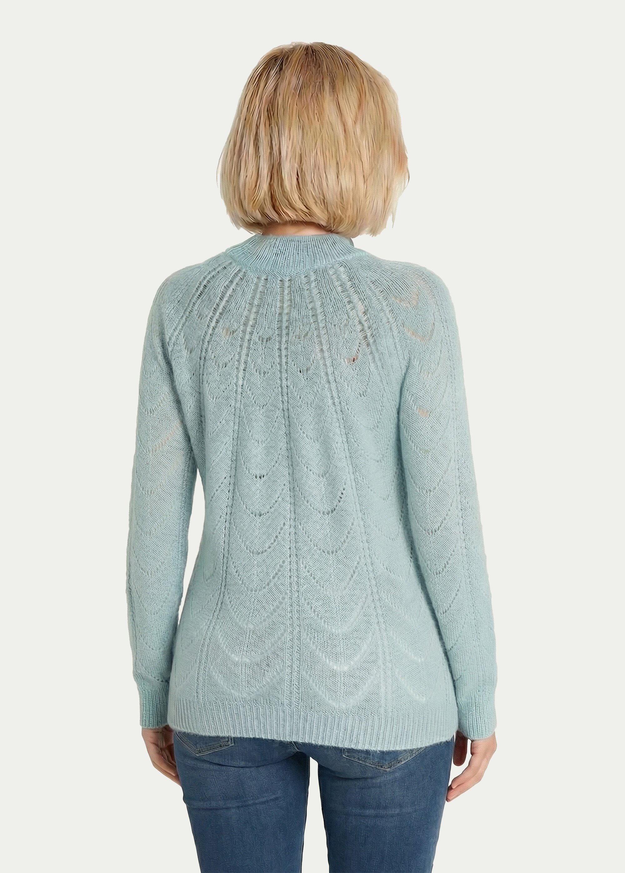 Pull maille chinée ajourée col rond Femme Vert PALAJA DO1