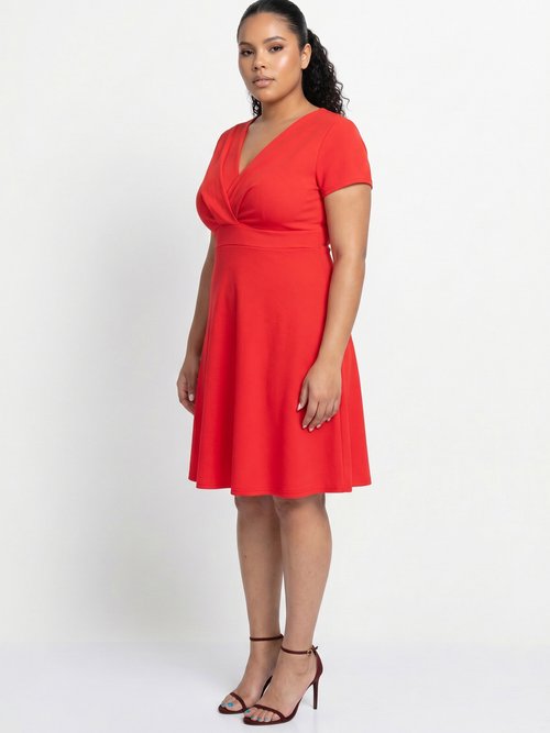 Robe courte effet drapé maille gaufrée Femme Grande Taille Rouge WOLLA DR1