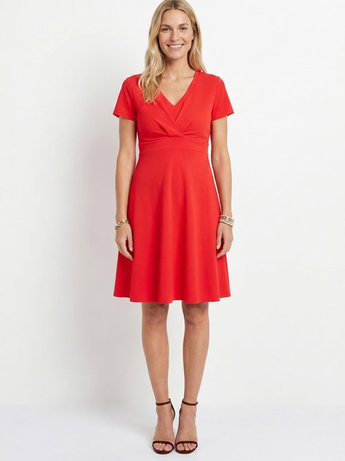 Robe courte effet drapé maille gaufrée Femme Rouge WOLLA FA1