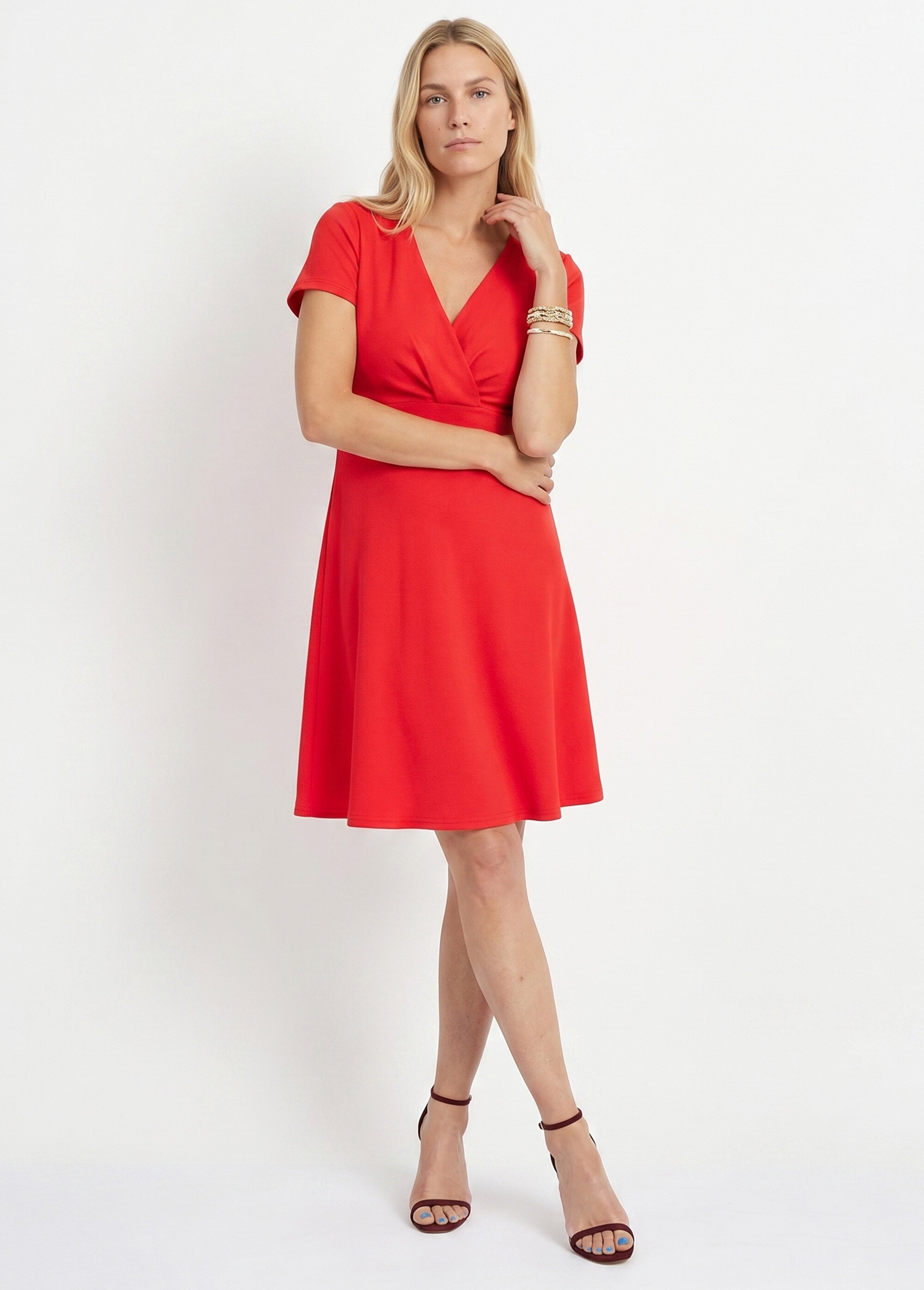 Robe courte effet drapé maille gaufrée