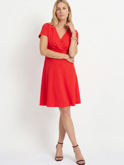 Robe courte effet drapé maille gaufrée Femme Rouge WOLLA MV1