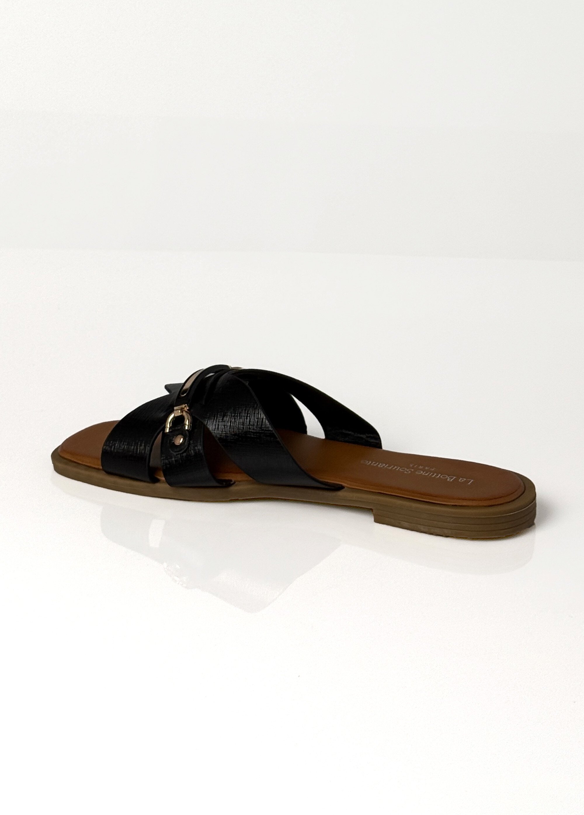 Sandales chic simili cuir, détails métal Femme Noir LBSBSL9962 DO1